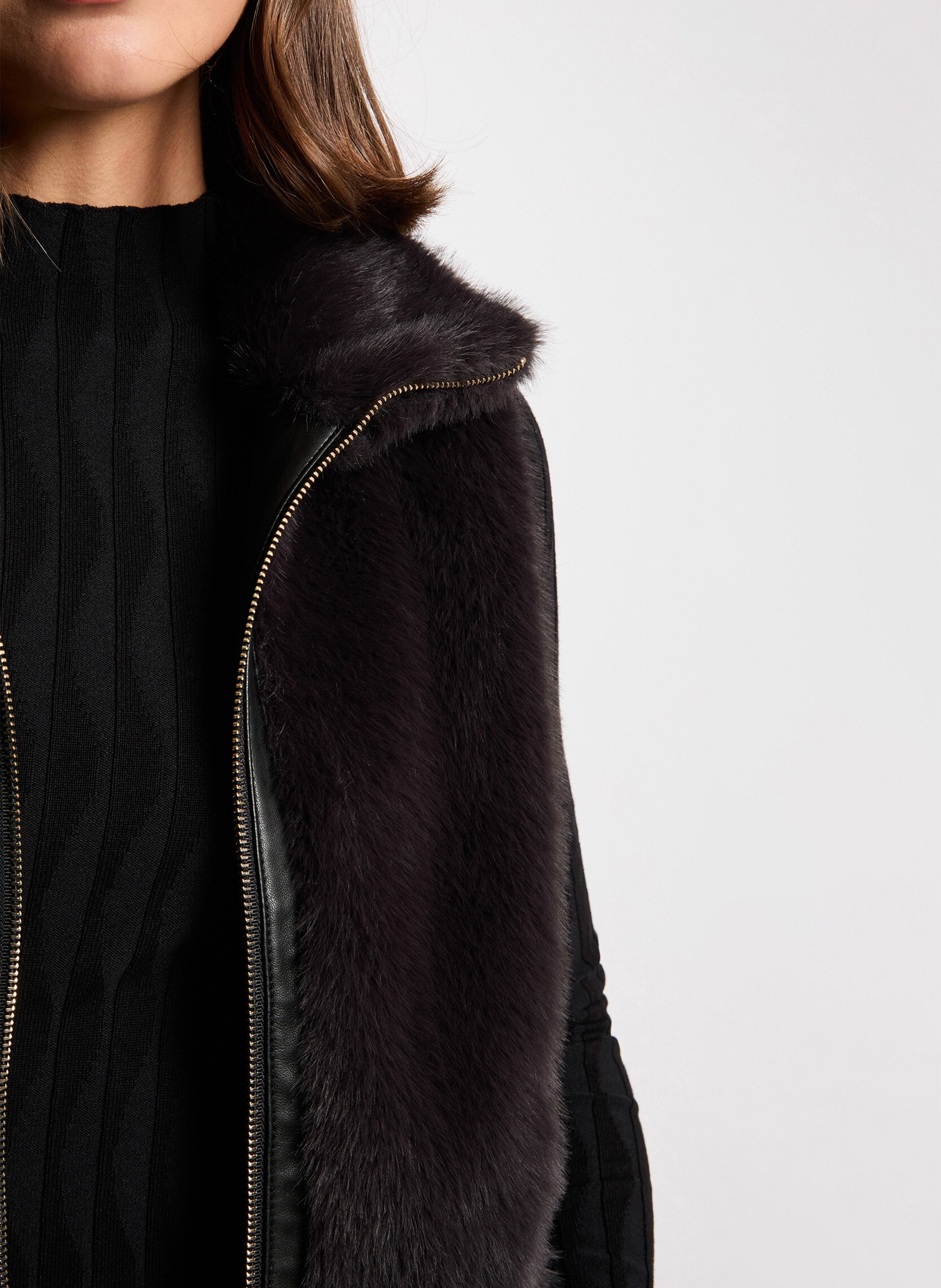 Veste sans manches en fausse fourrure MORGAN Noir