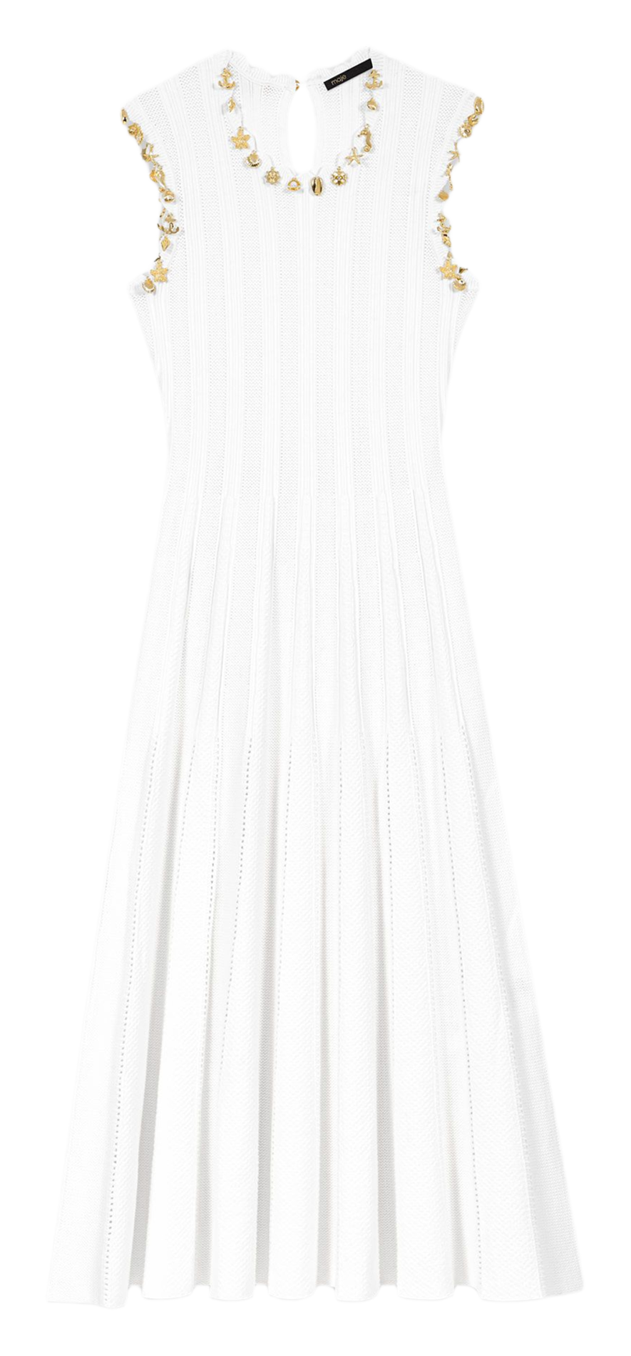 Flared midi dress in blended cotton MAJE White