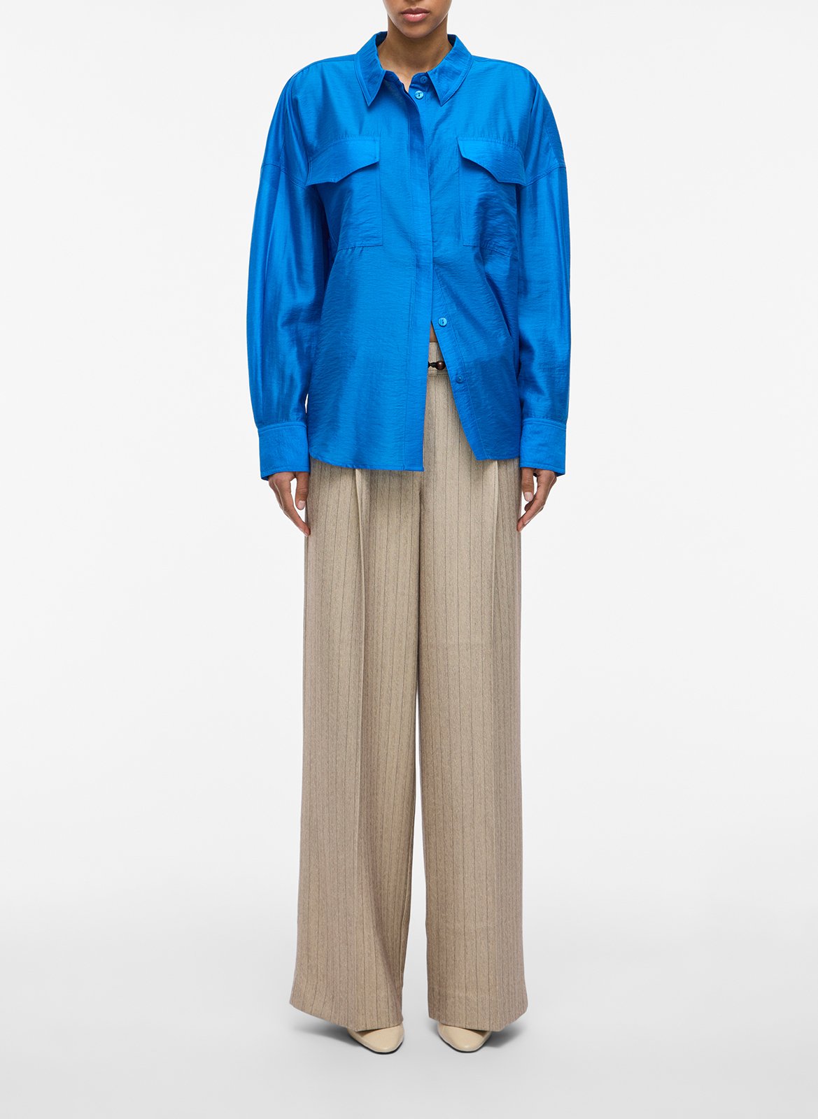 Chemise oversize col classique satinée ROUGE EDIT Bleu