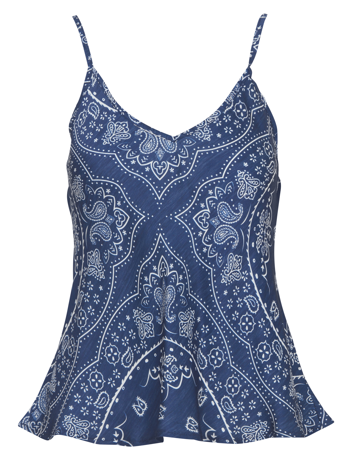 Caraco col V imprimé cachemire satiné AOKYANOS Bleu