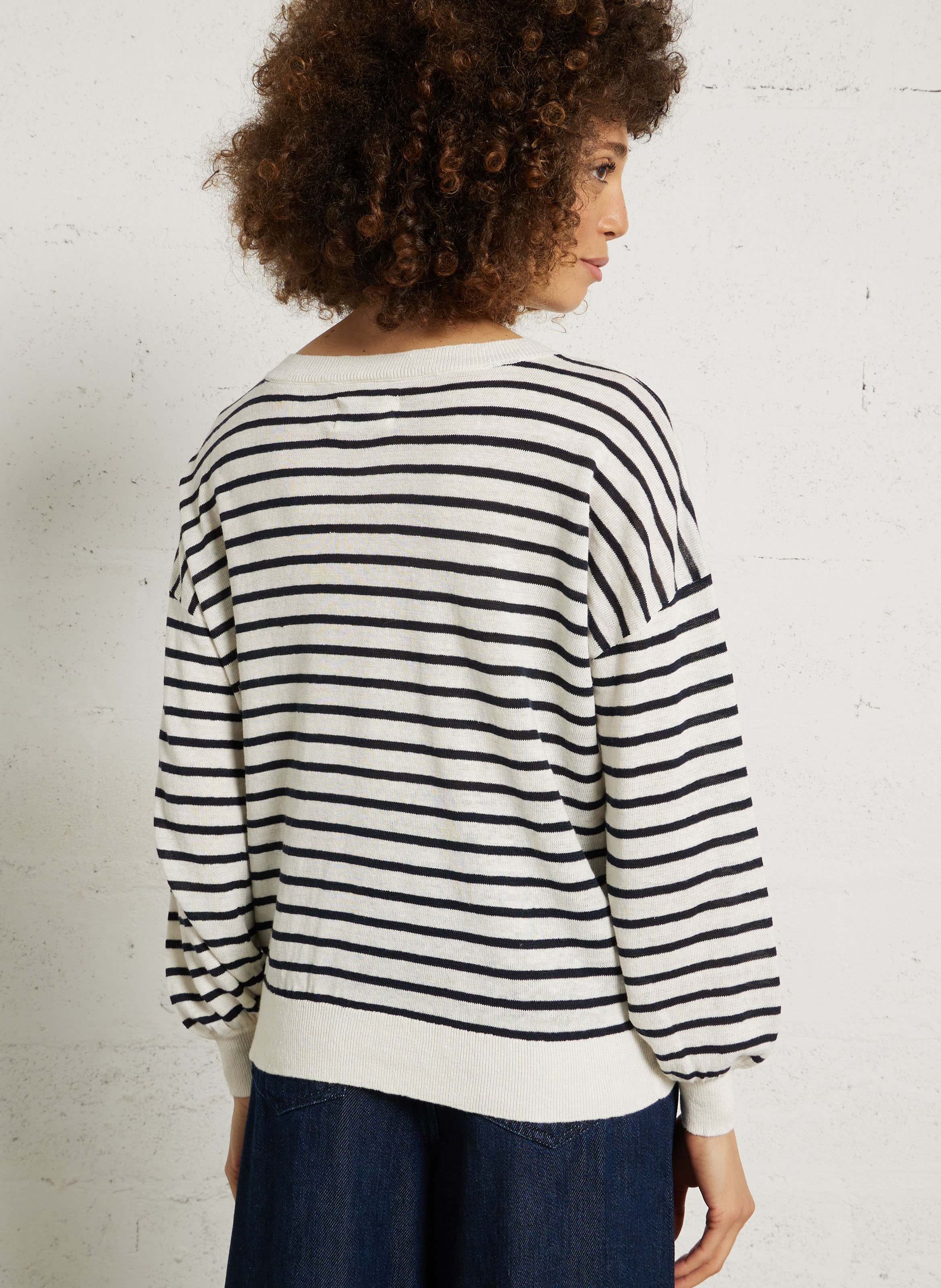 Pull oversize en lin DES PETITS HAUTS Beige