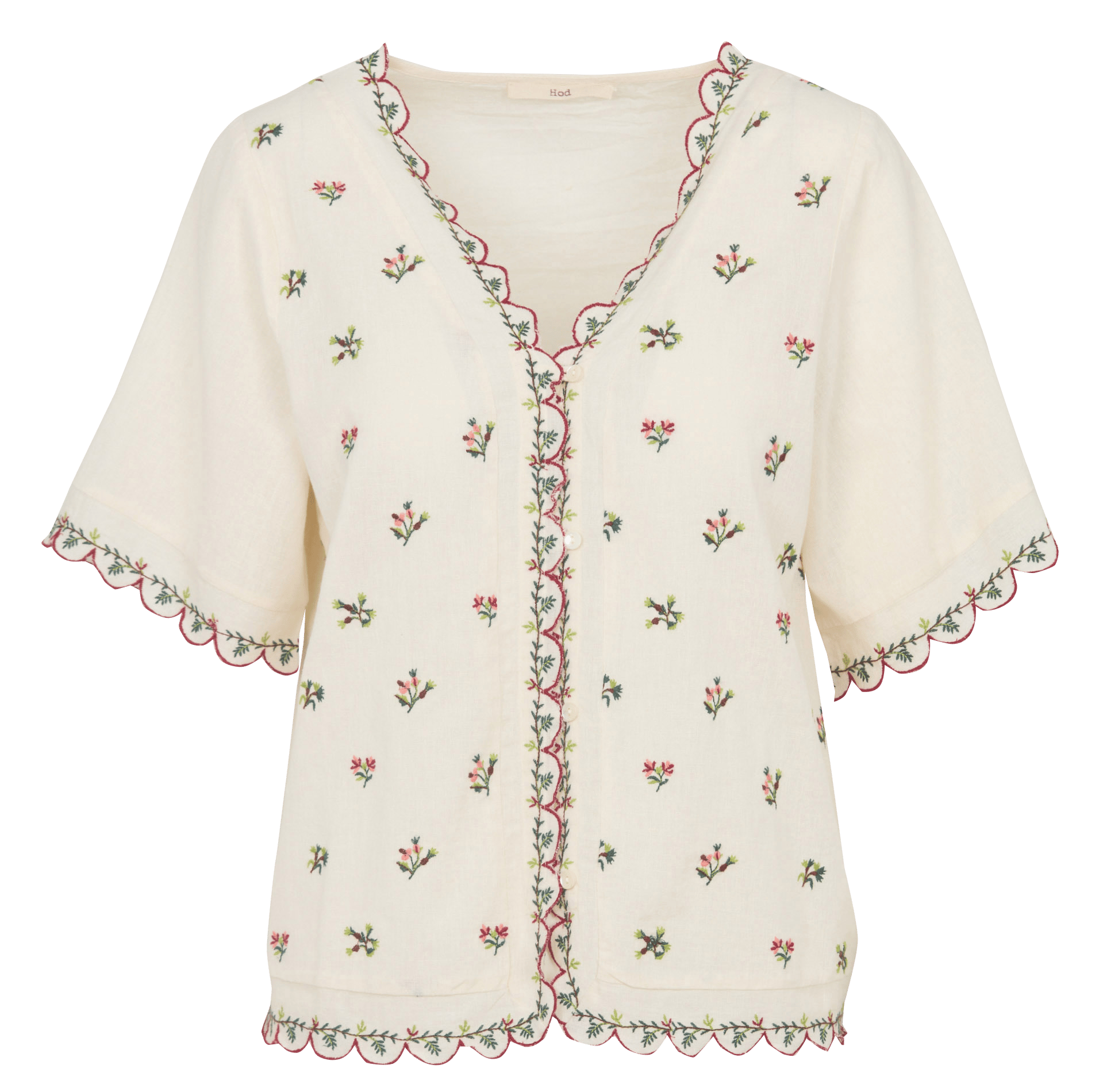 Bluse mit V-Ausschnitt und Stickerei HOD PARIS Beige