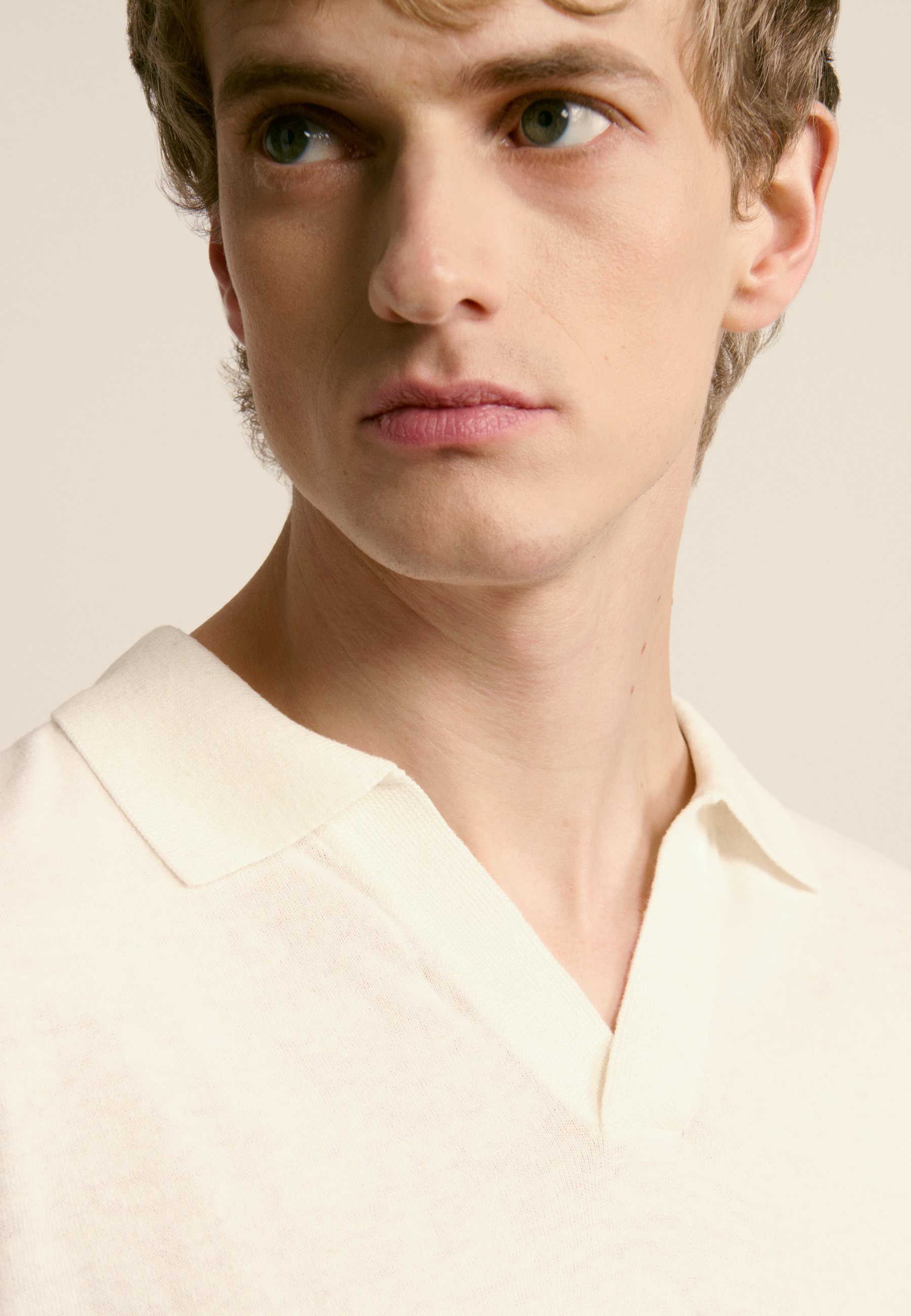 Cotton and linen polo White