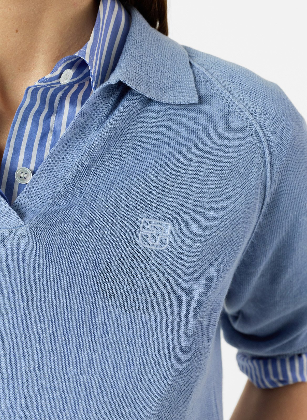 Gebreide polo van gemengd linnen GERARD DAREL Blauw