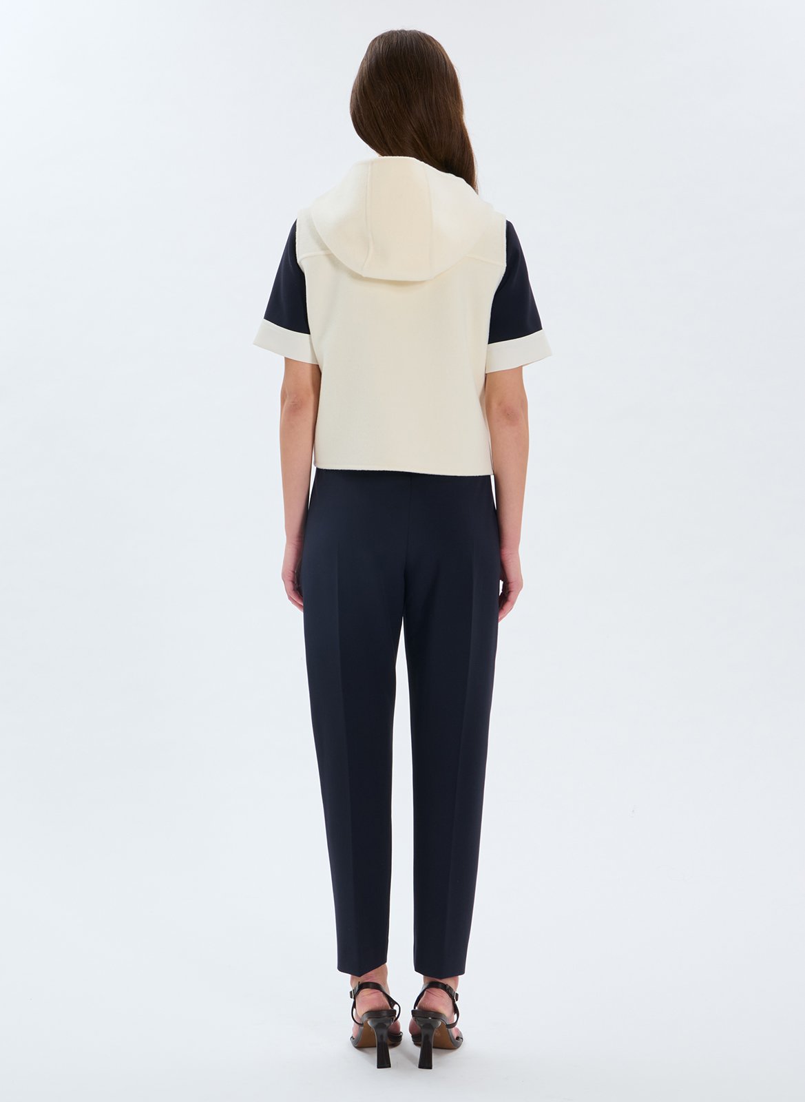 Ärmellose Strickweste mit Kapuze aus Wollmischung ZAPA Weiss