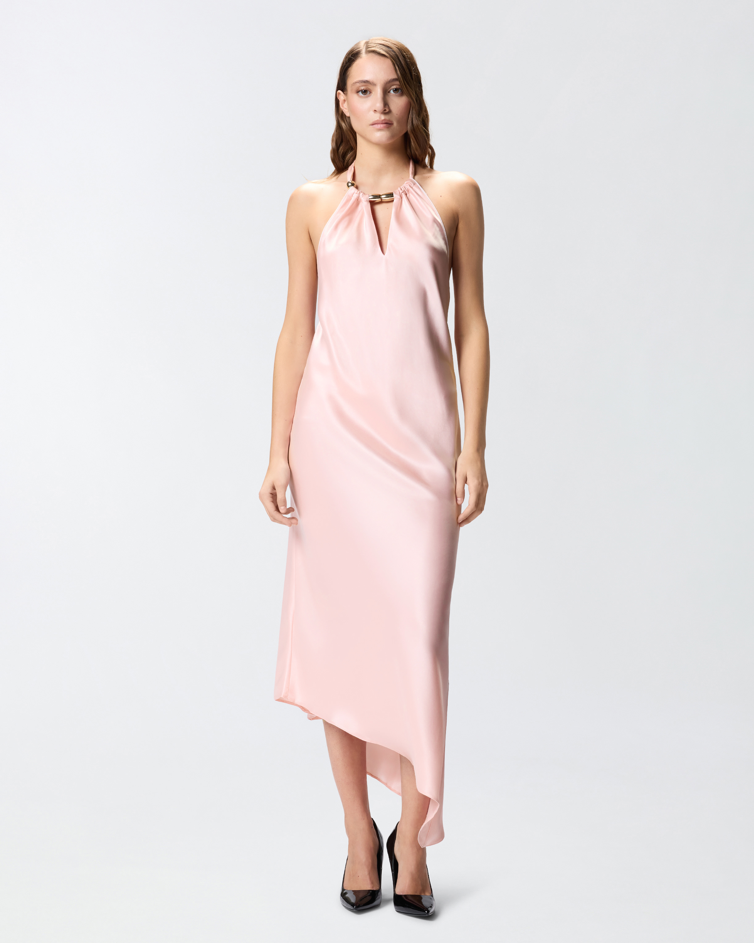 Long dress with open back PINKO Pink
