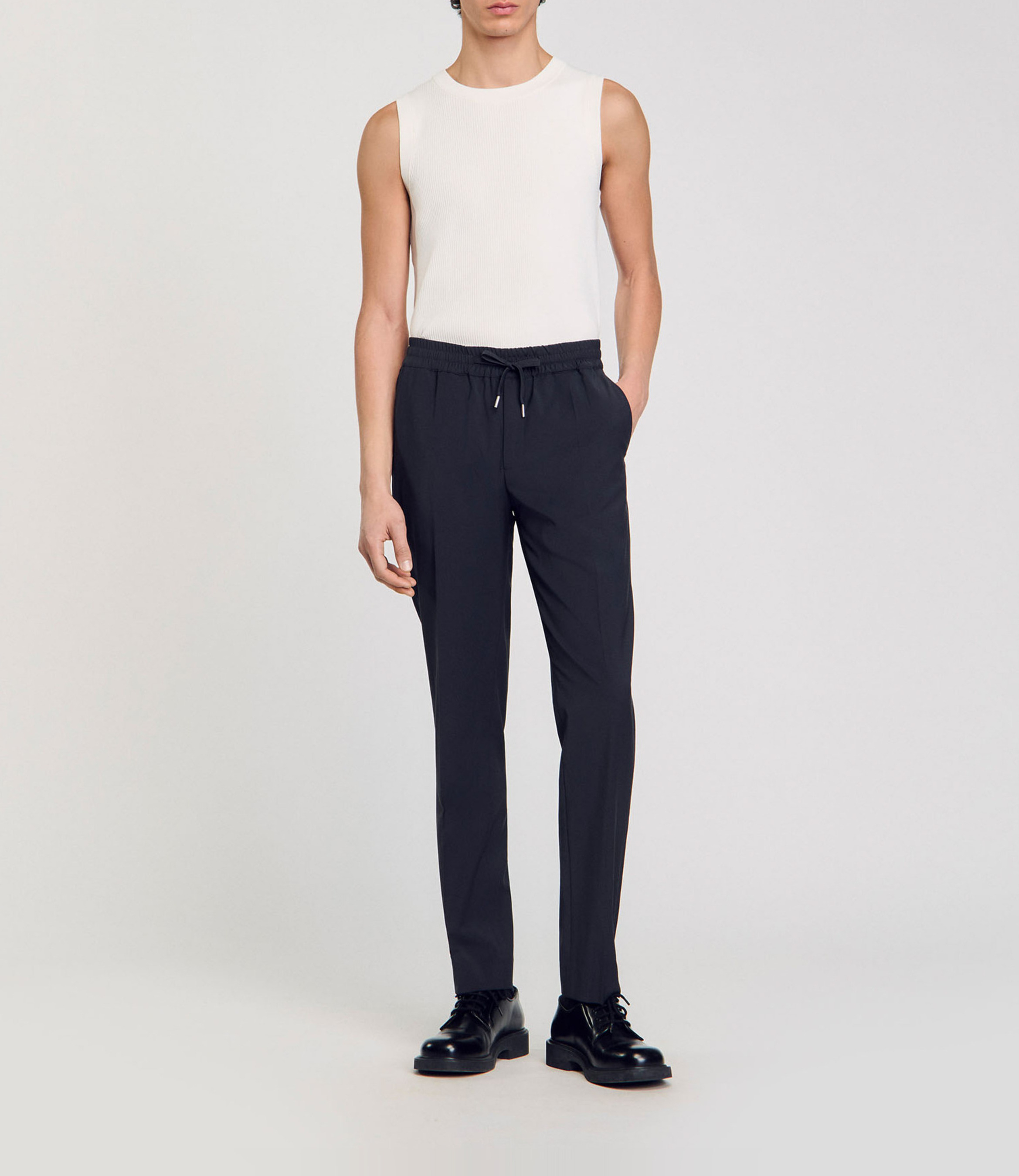 Pantalon droit élastiqué SANDRO Noir
