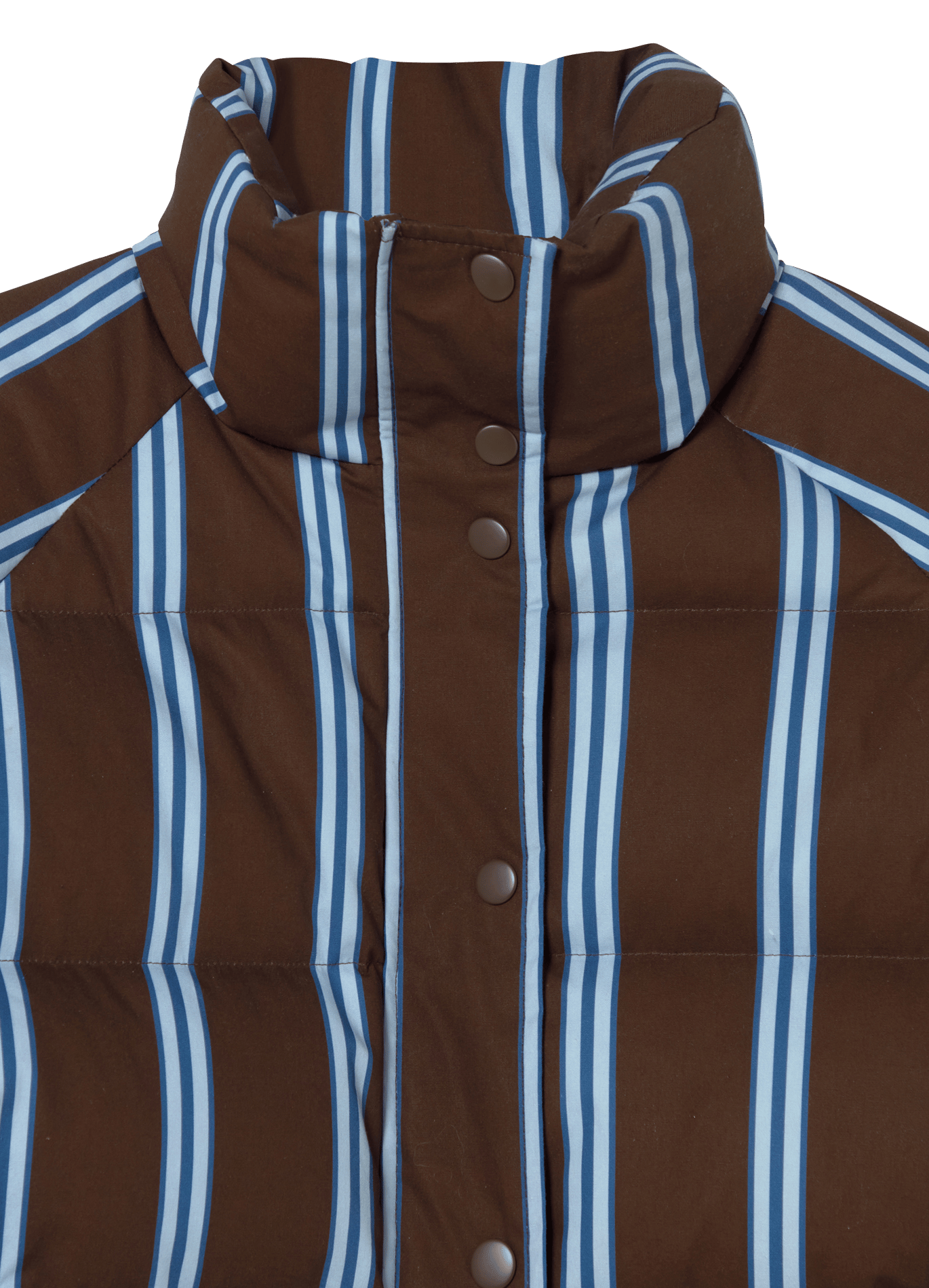 Padded jacket with striped high collar in cotton THE TINY BIG SISTER Brown
