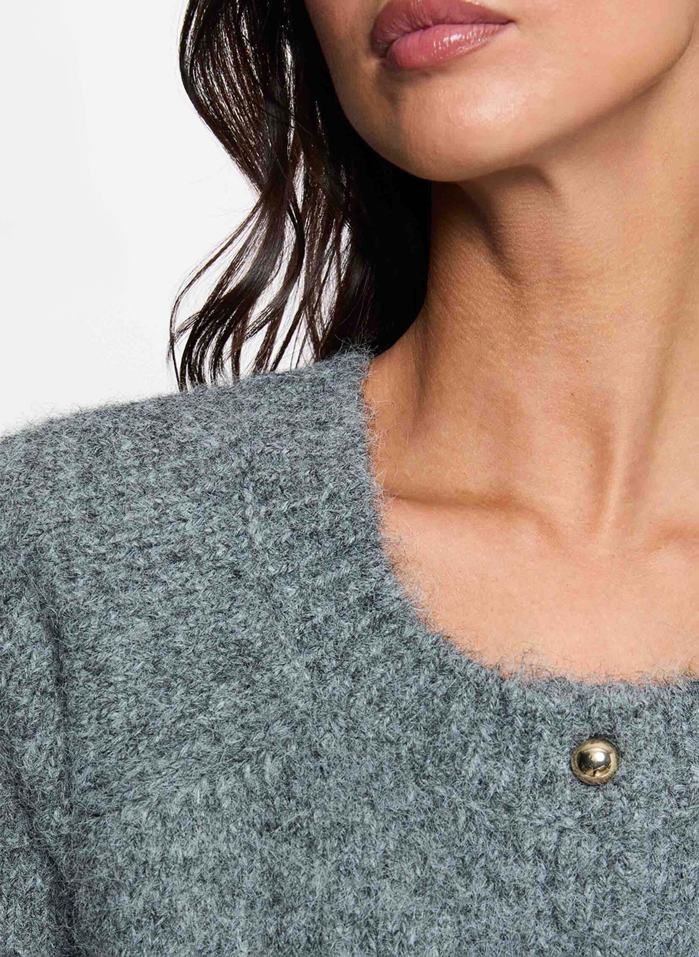 Cardigan droit boutonné en maille MORGAN Gris