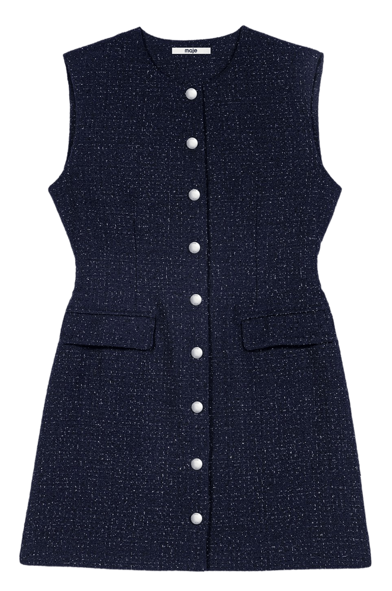 Korte, getailleerde jurk MAJE Blauw