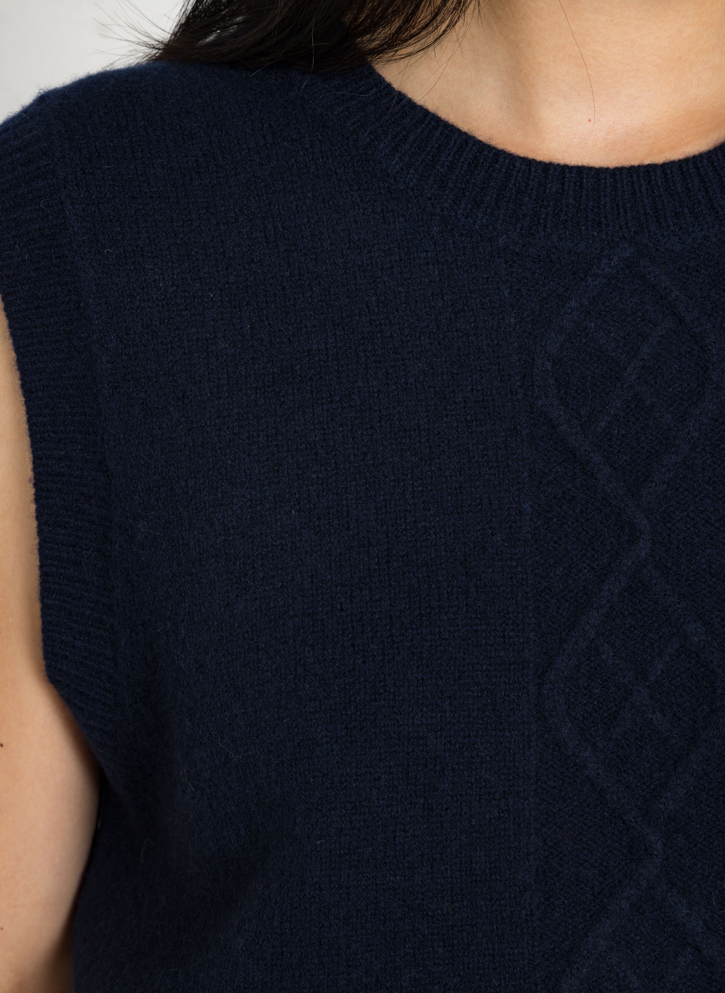 Pull droit col rond en laine BELLA JONES Bleu