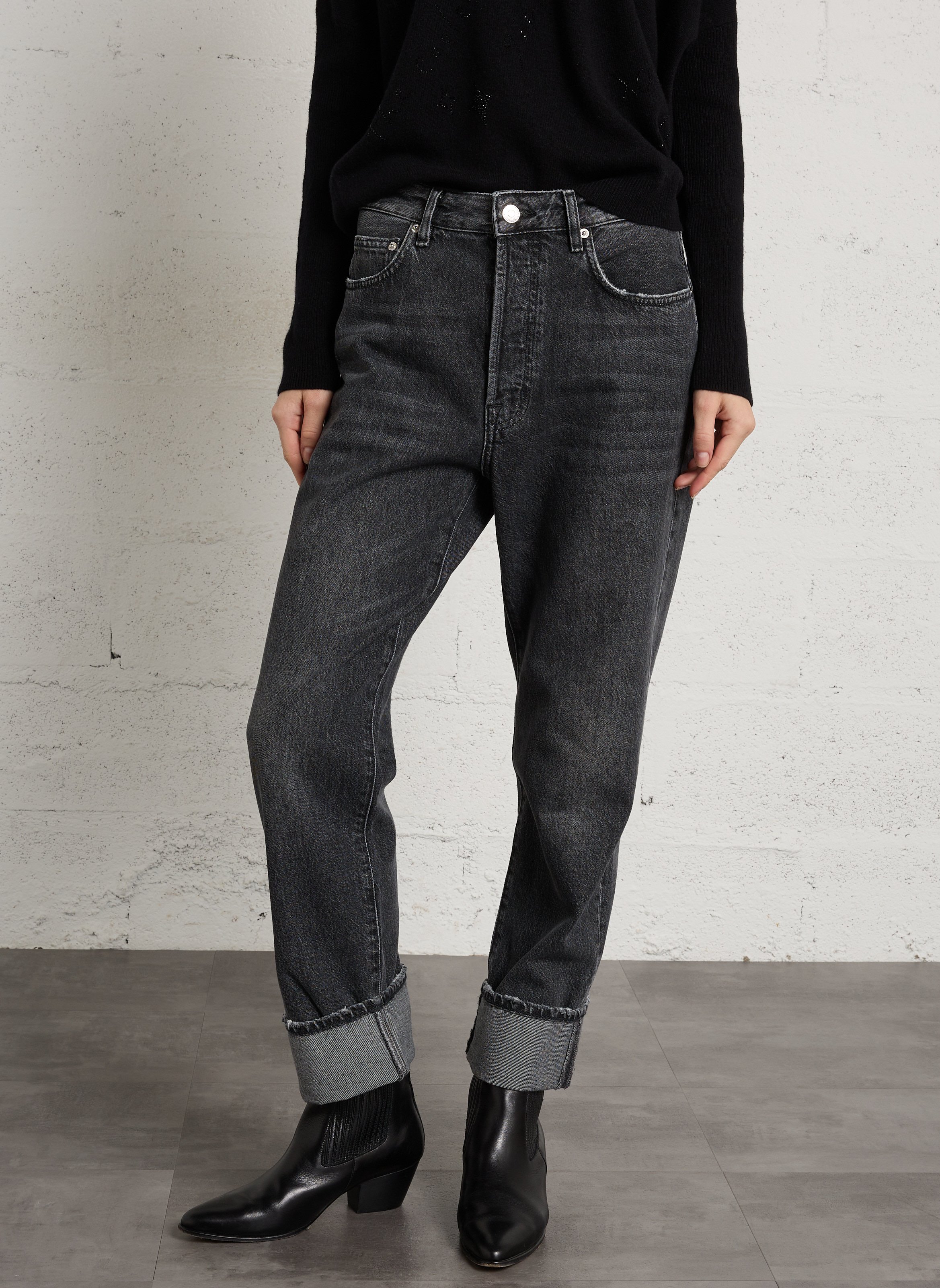 Jean large délavé en coton BELLEROSE Noir