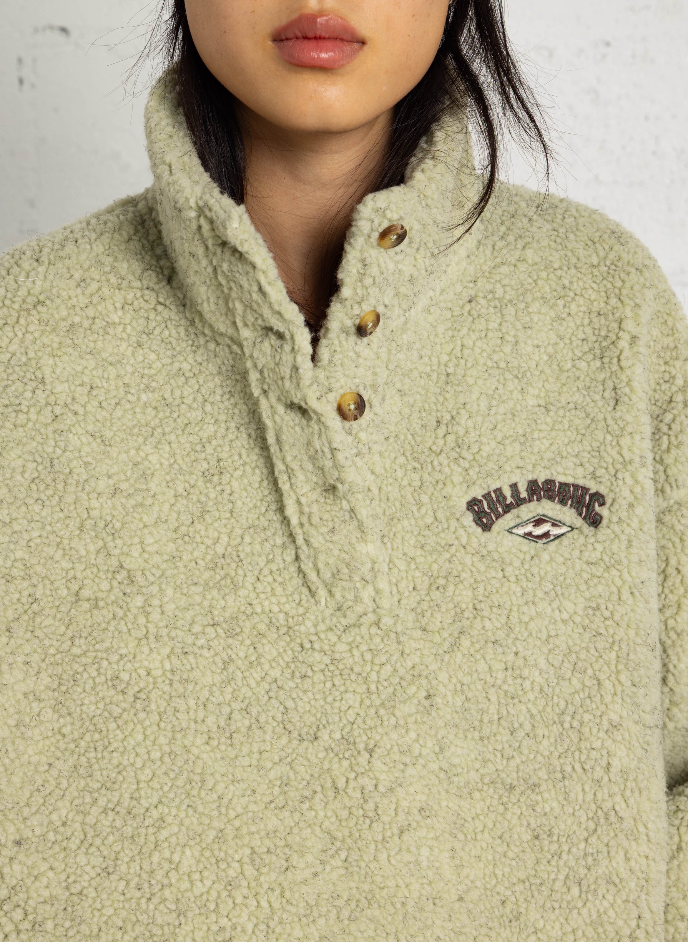 Polaire oversize col montant boutonné BILLABONG Vert