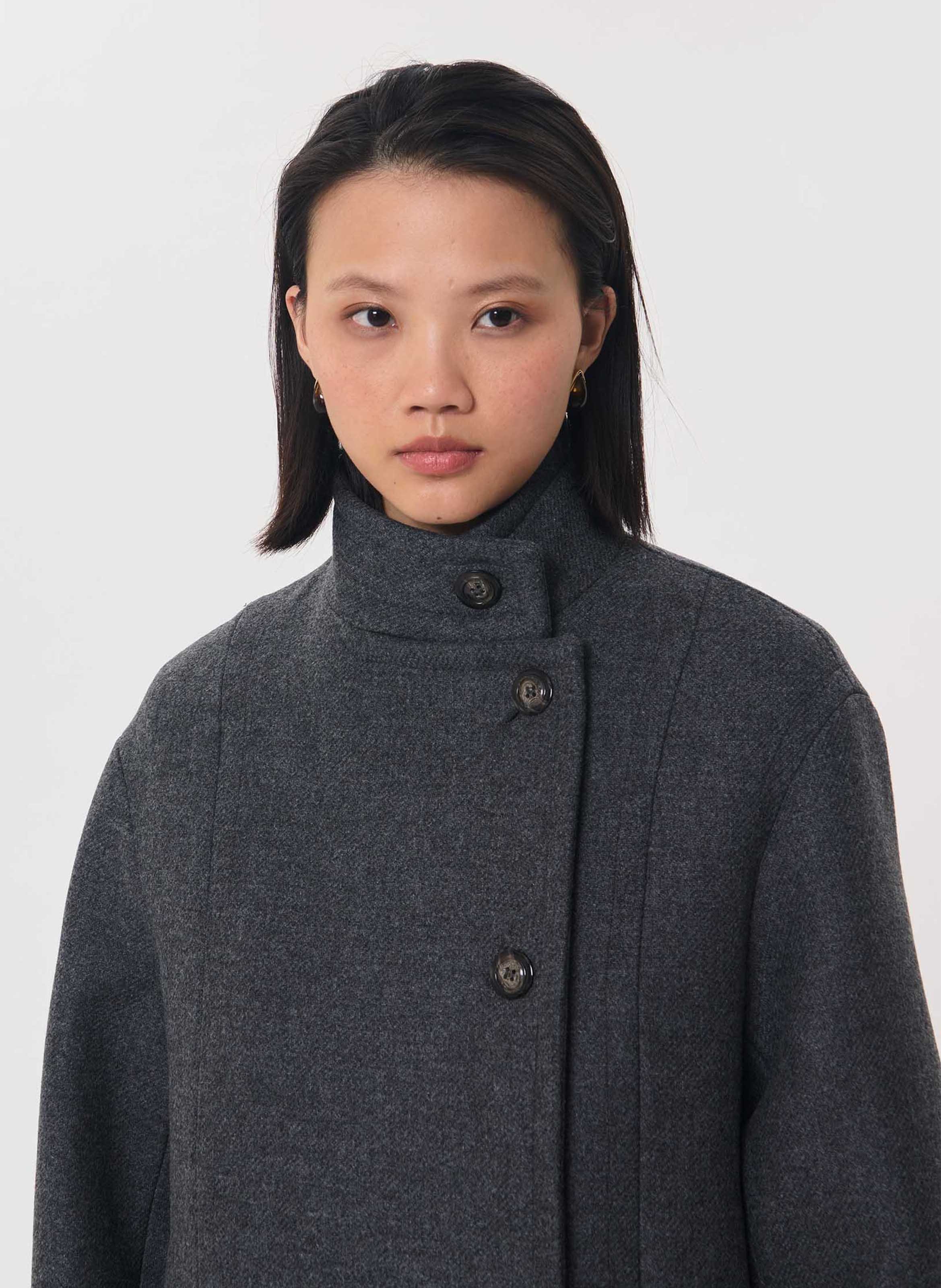 Manteau long uni en laine mélangée TARA JARMON Gris