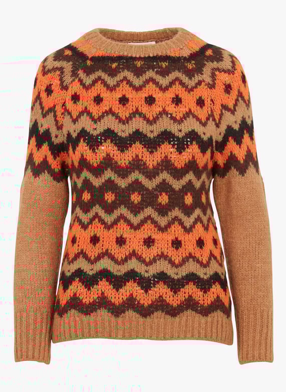 Rechte trui met ronde hals Kubrick orange Maison hotel Dames