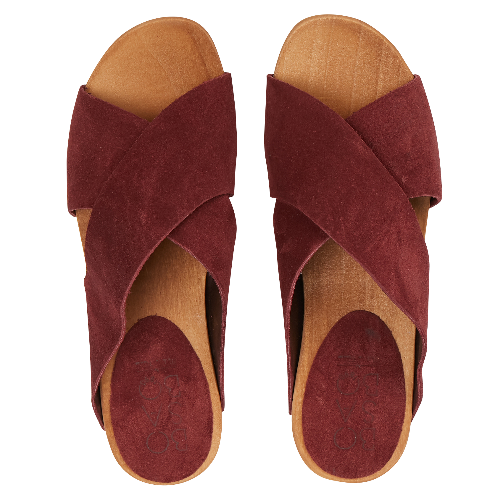 Suede mules with cross-over straps BOSABO Plums