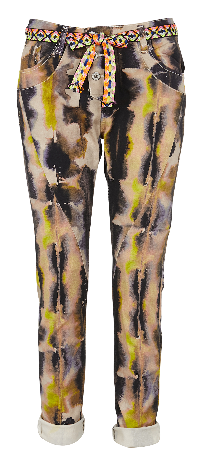 Pantalon slim imprimé tie and dye en coton mélangé PLEASE Beige