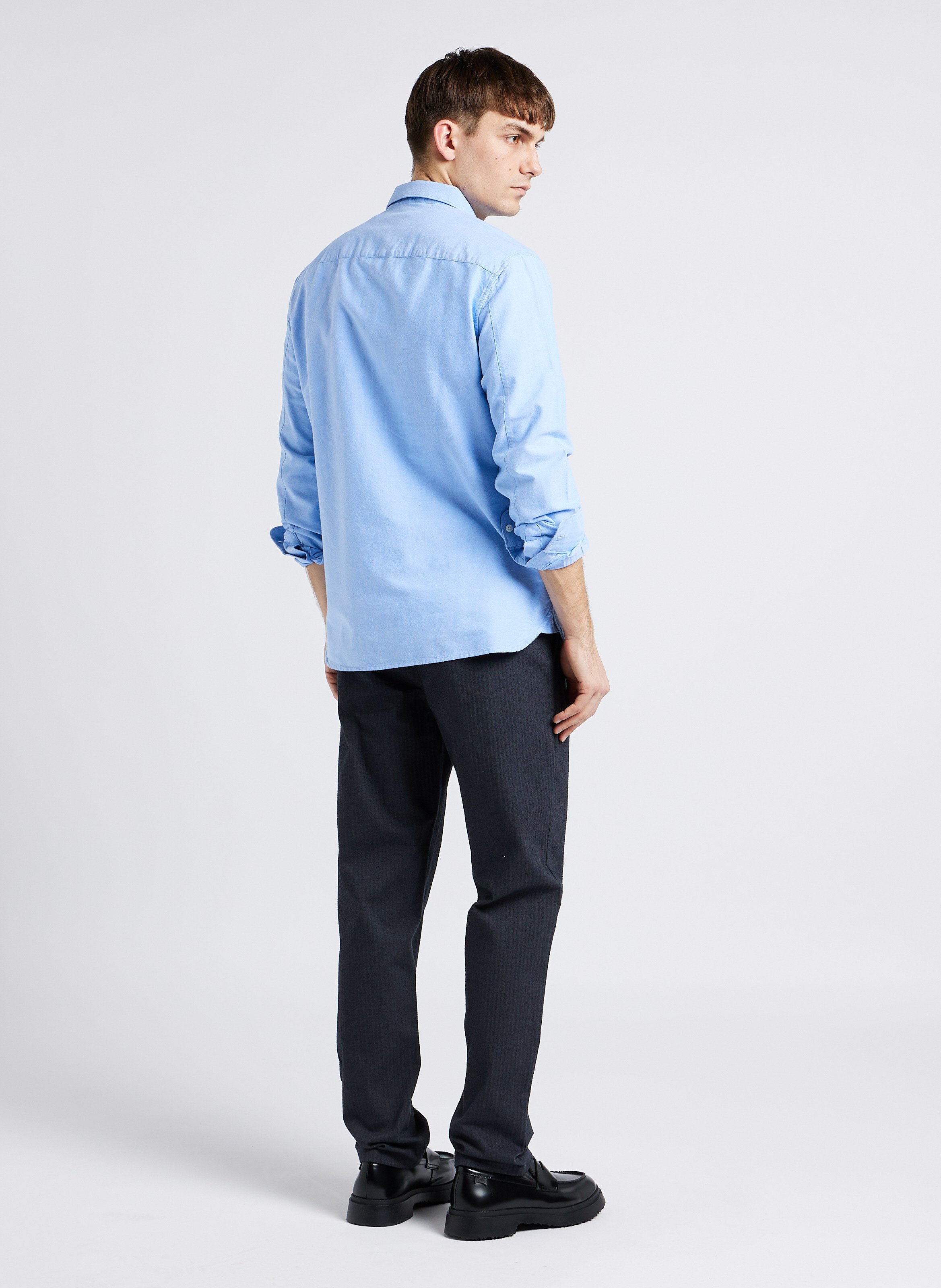 Chemise droite col classique en coton biologique KNOWLEDGE COTTON APPAREL Bleu