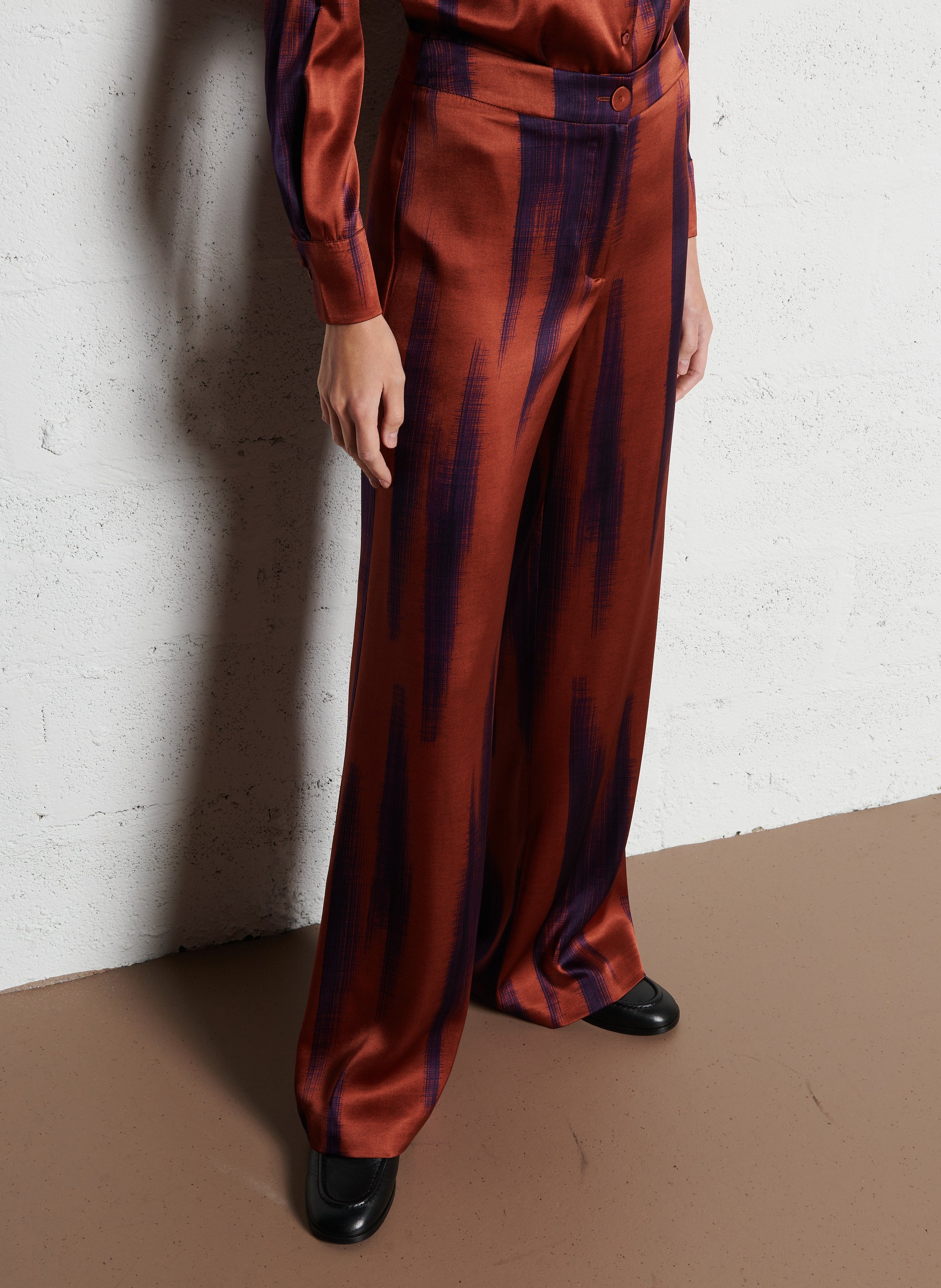 Pantalon large en soie MOMONI Orange