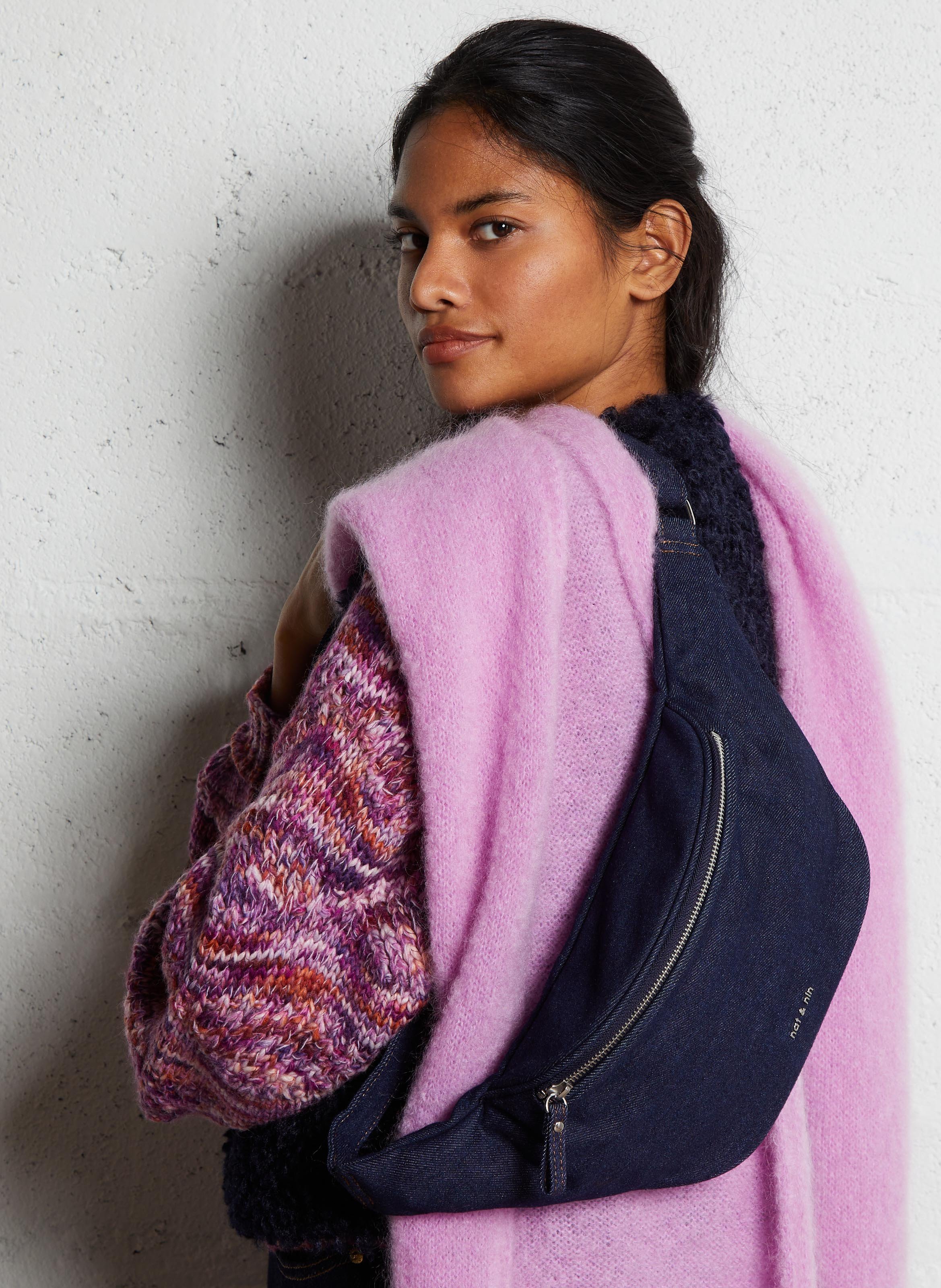 Sac banane en denim de coton Bleu