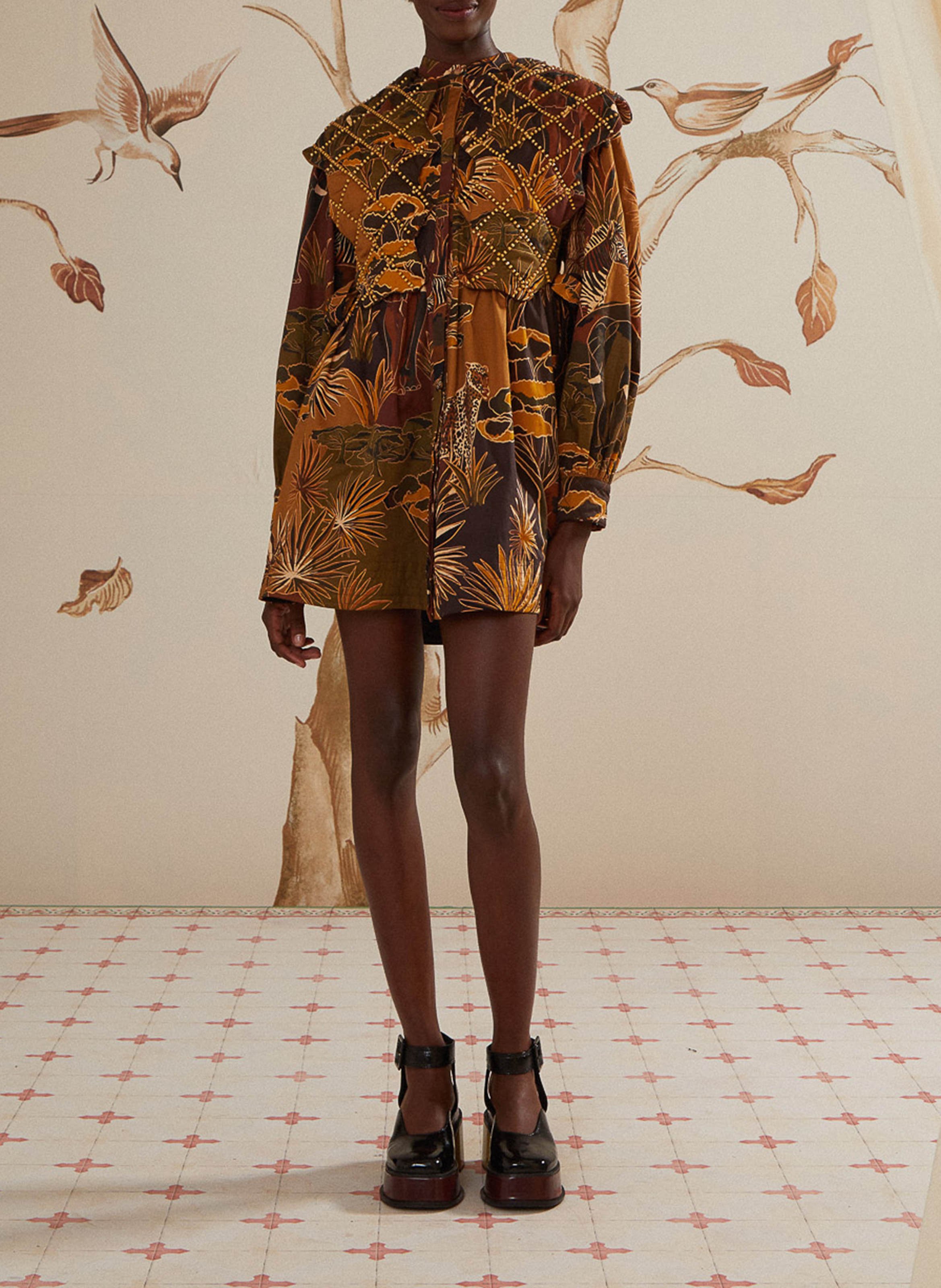 Dress with quilted panel FARM RIO Brown