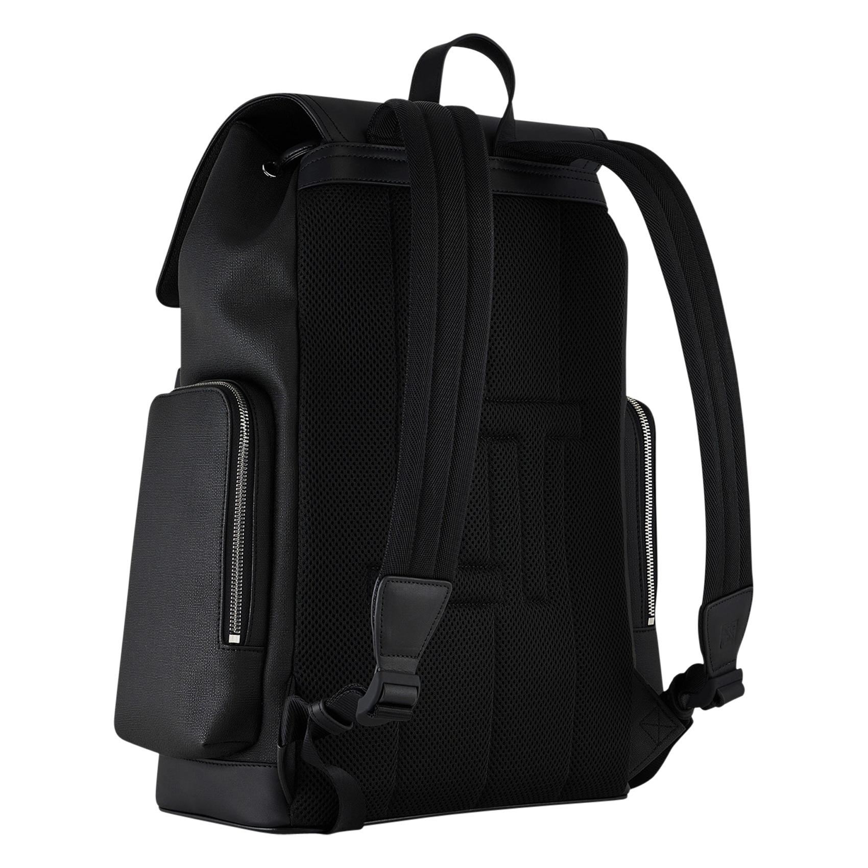 Rugzak met dubbel materiaal en klep LE TANNEUR Zwart