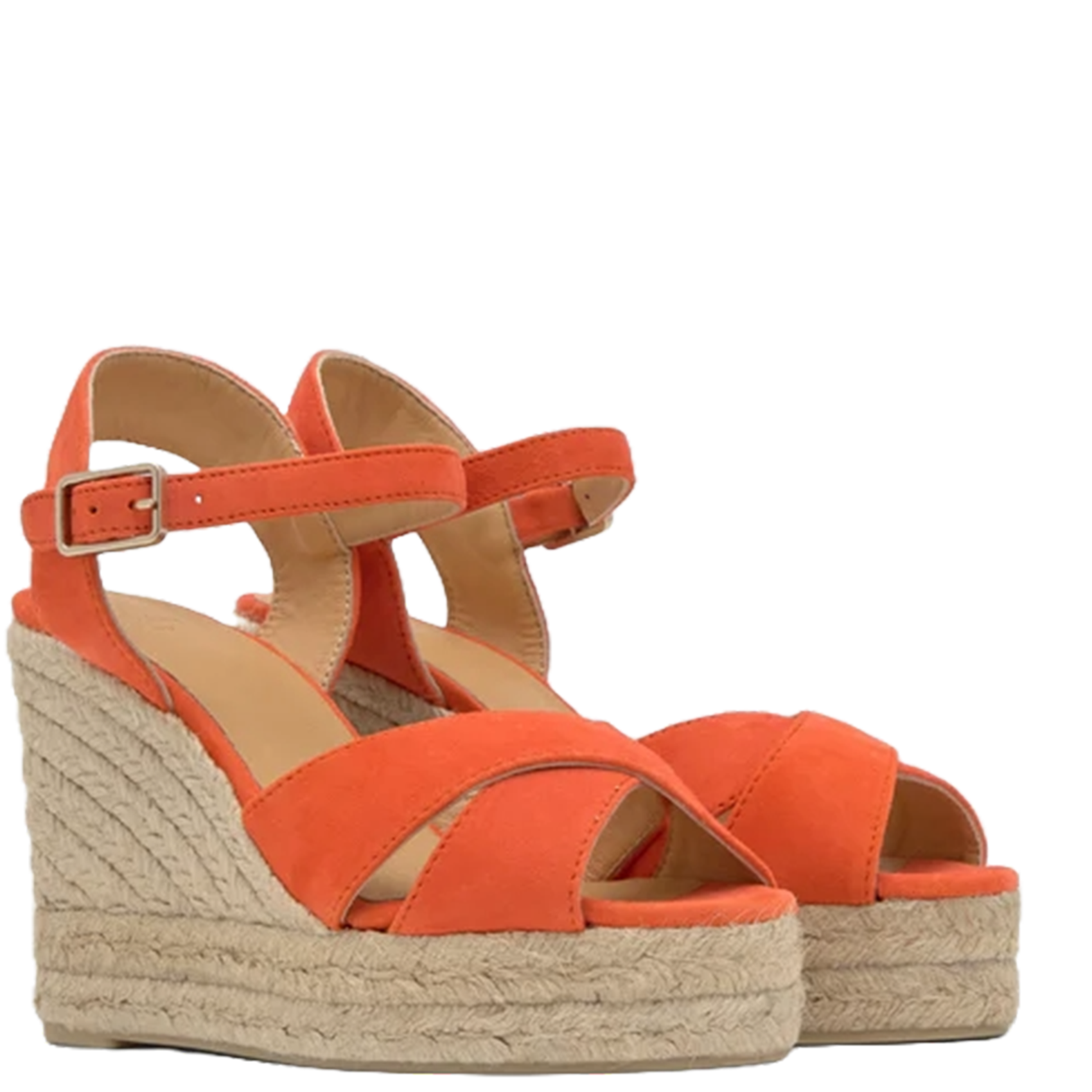 Sandales compensées en cuir velours CASTANER Orange