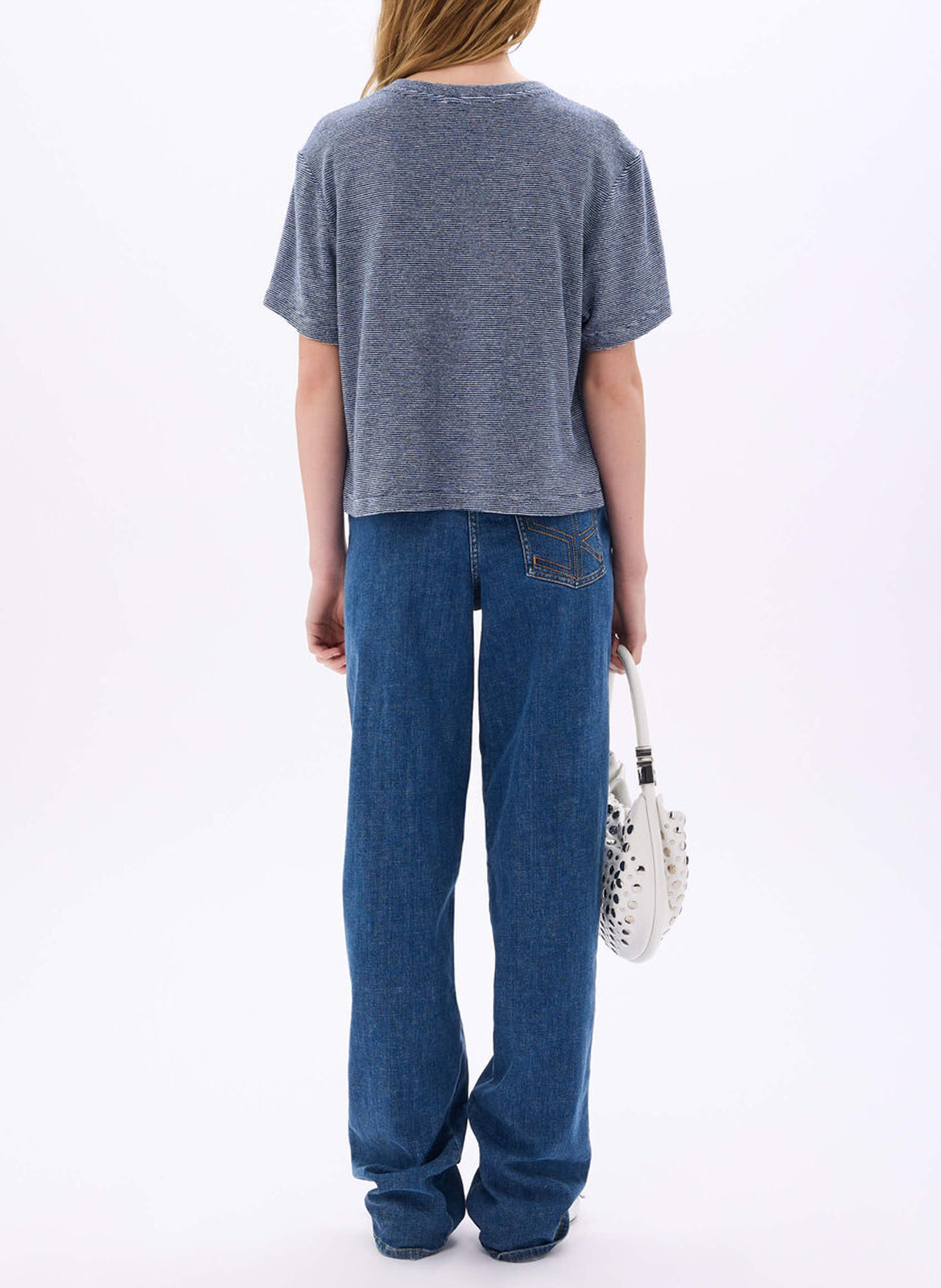 Tee-shirt oversize en coton bio mélangé rayé Multicolore