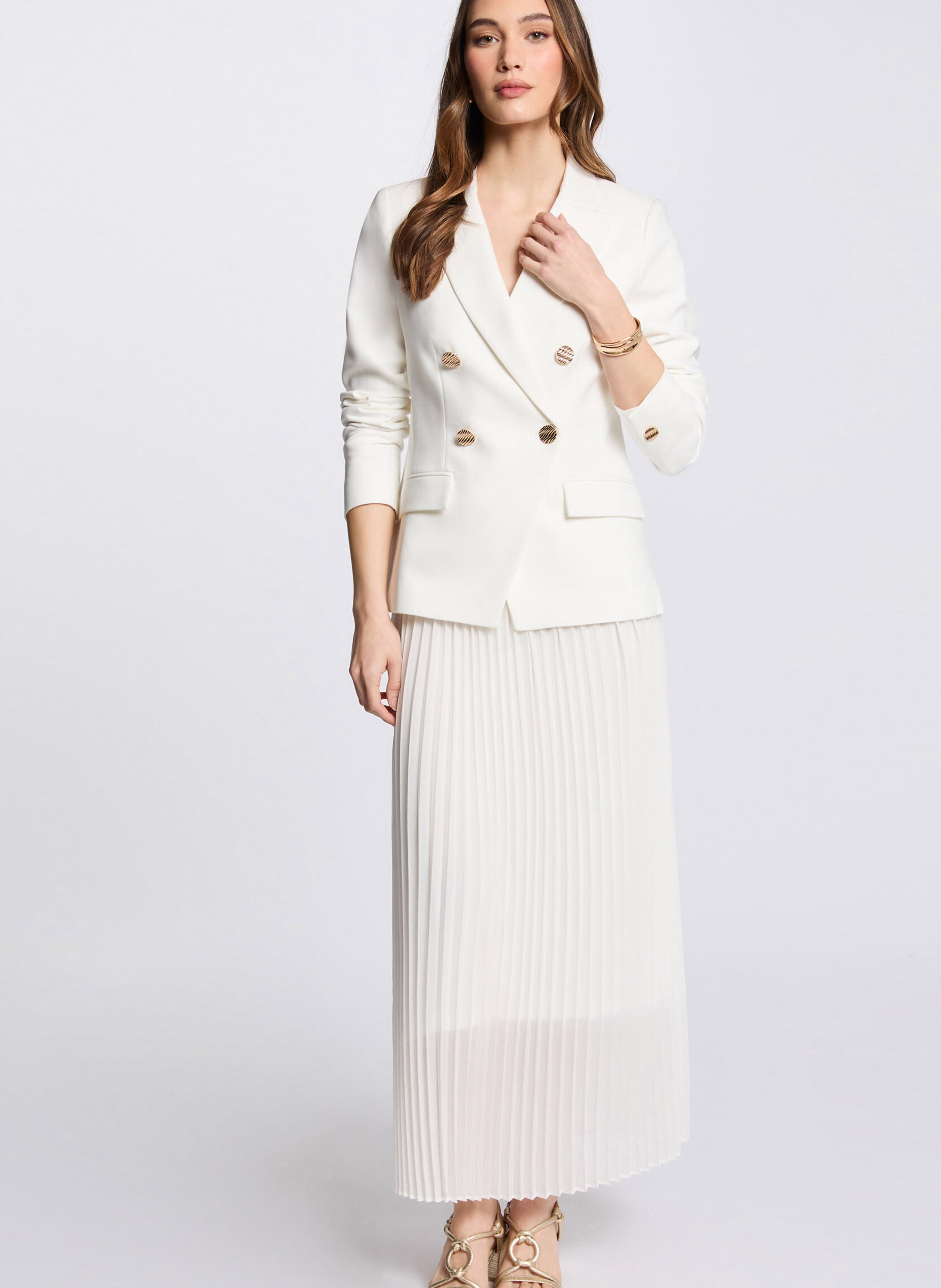 Fitted double-breasted blazer MORGAN White