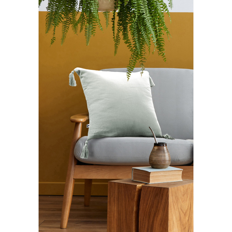 Coussin déco déhoussable 100% coton L'EFFET PAPILLON Blue