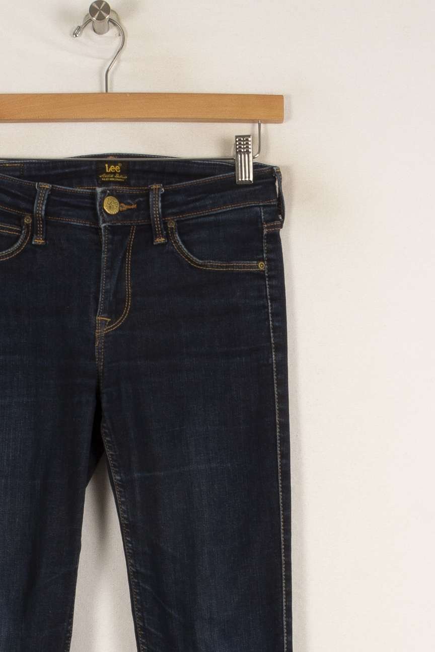 Cropped slim jeans with studs LEE - Seconde Main Blue