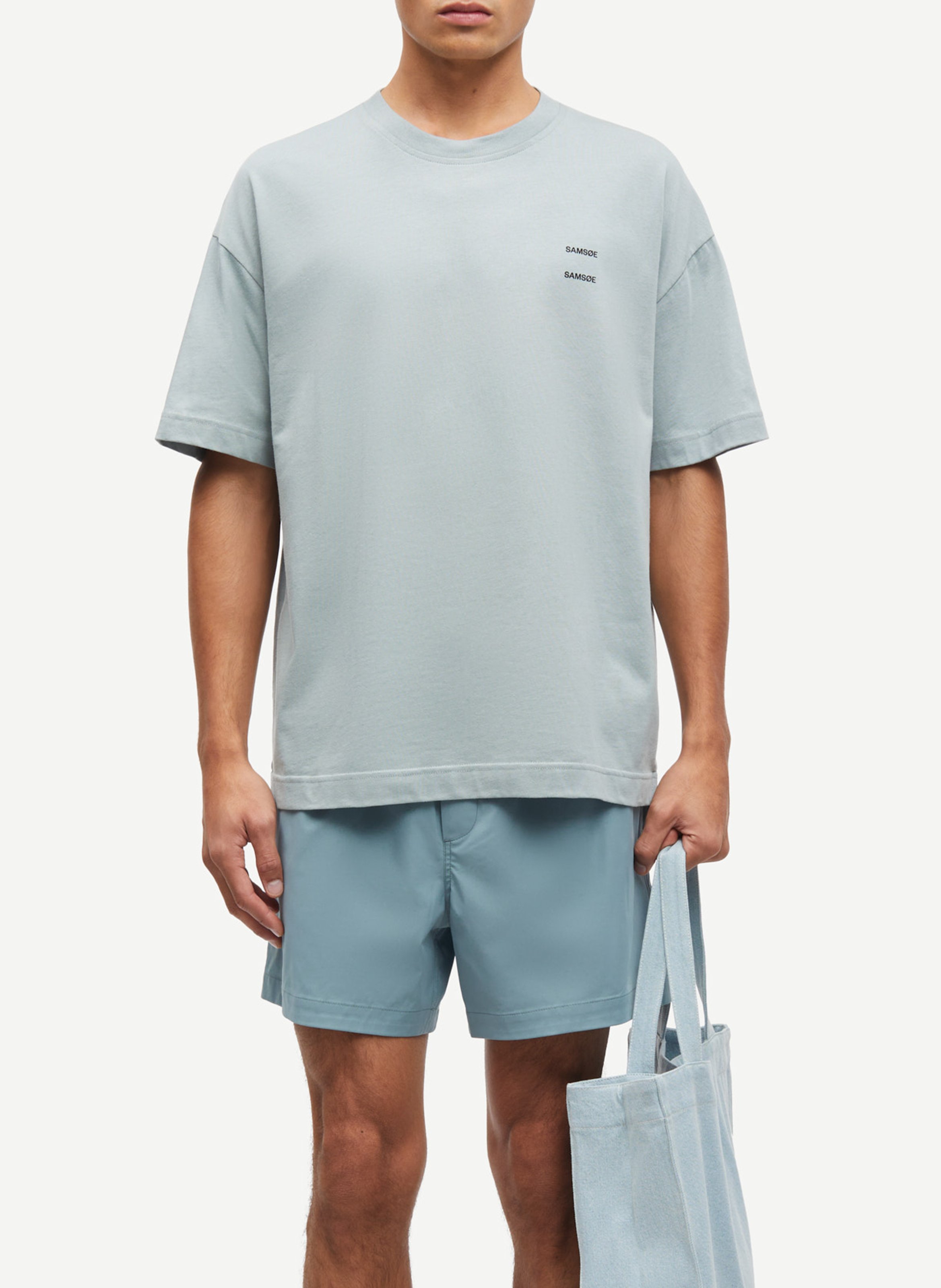 Tee-shirt col rond regular-fit sérigraphié en coton bio SAMSOE SAMSOE Bleu