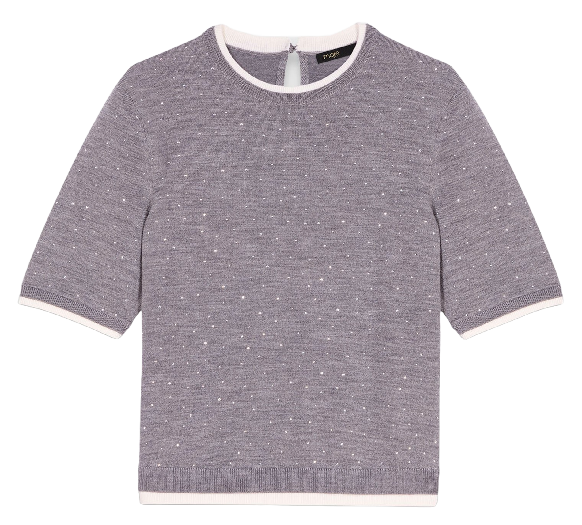 Pull col rond en laine mélangée MAJE Gris