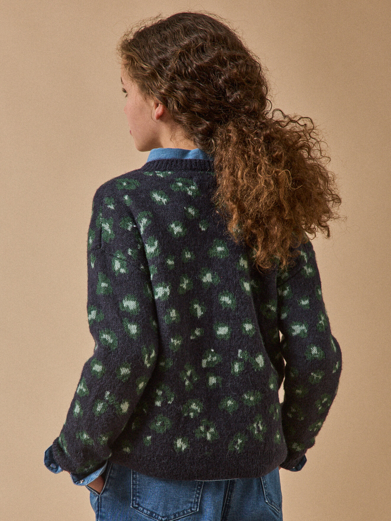 Leopard print cardigan CYRILLUS Blue