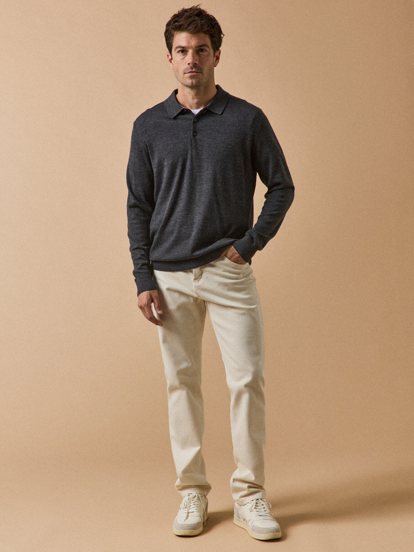 Fine merino wool polo neck sweater CYRILLUS Grey