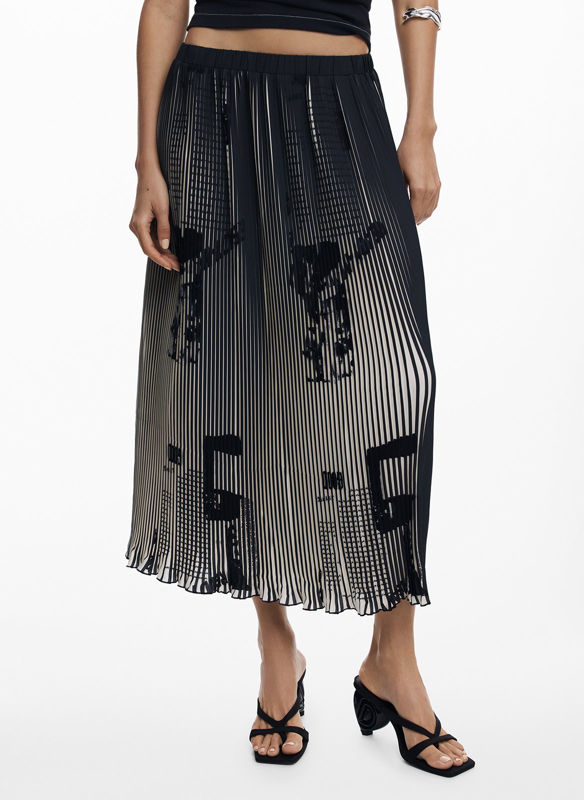 Textured Midi Skirt DESIGUAL Black