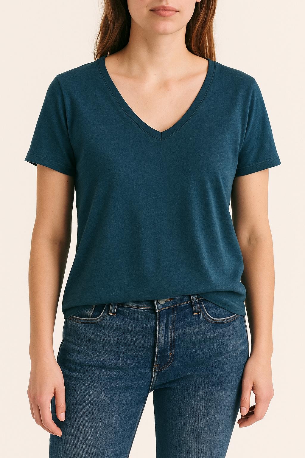 Tommy Badge T-shirt MAJESTIC FILATURES - SECONDE MAIN Blue