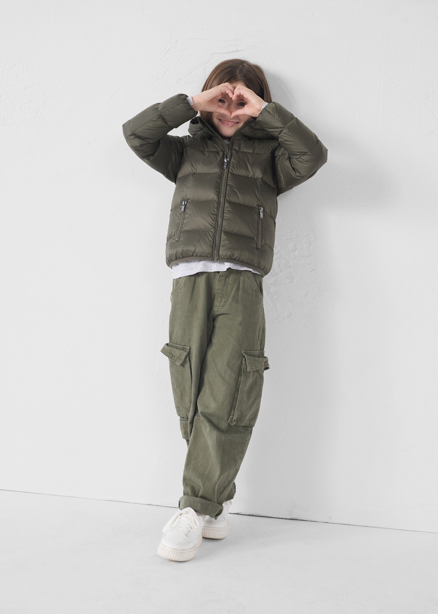 Kids' hooded down jacket for extreme cold Kazan. JOTT Green