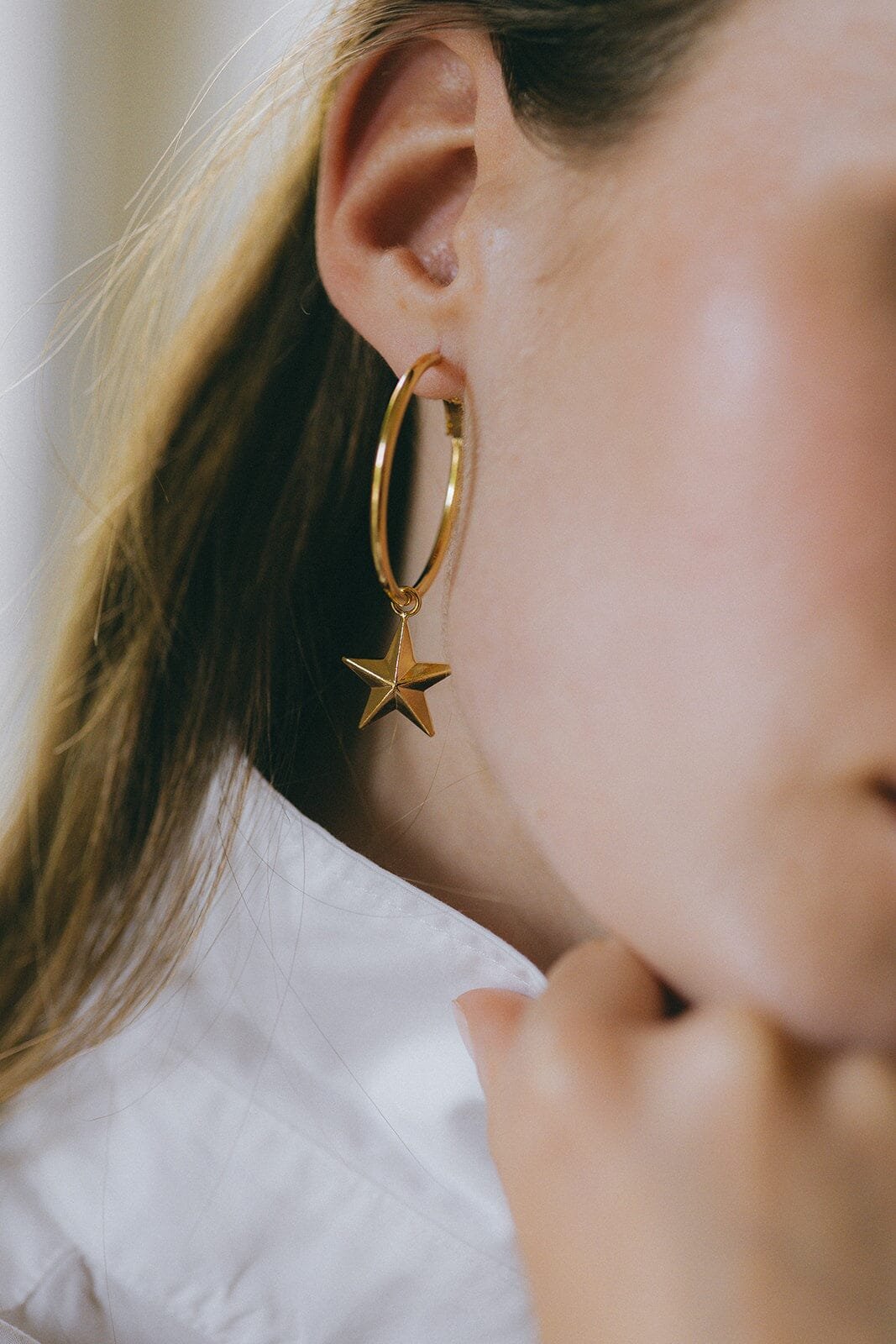 Small silver-plated star hoop earrings MONSIEUR SIMONE Golden