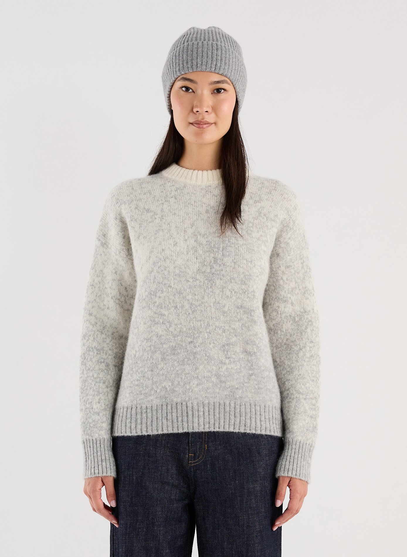 Round-neck alpaca-blend sweater SAISON 1865 Grey