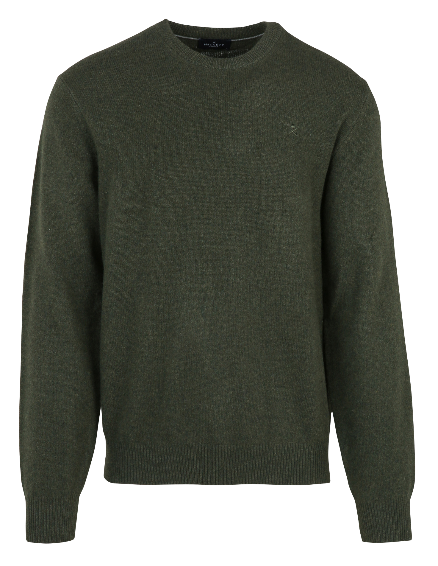 Trui met ronde hals in effen wol HACKETT Groen