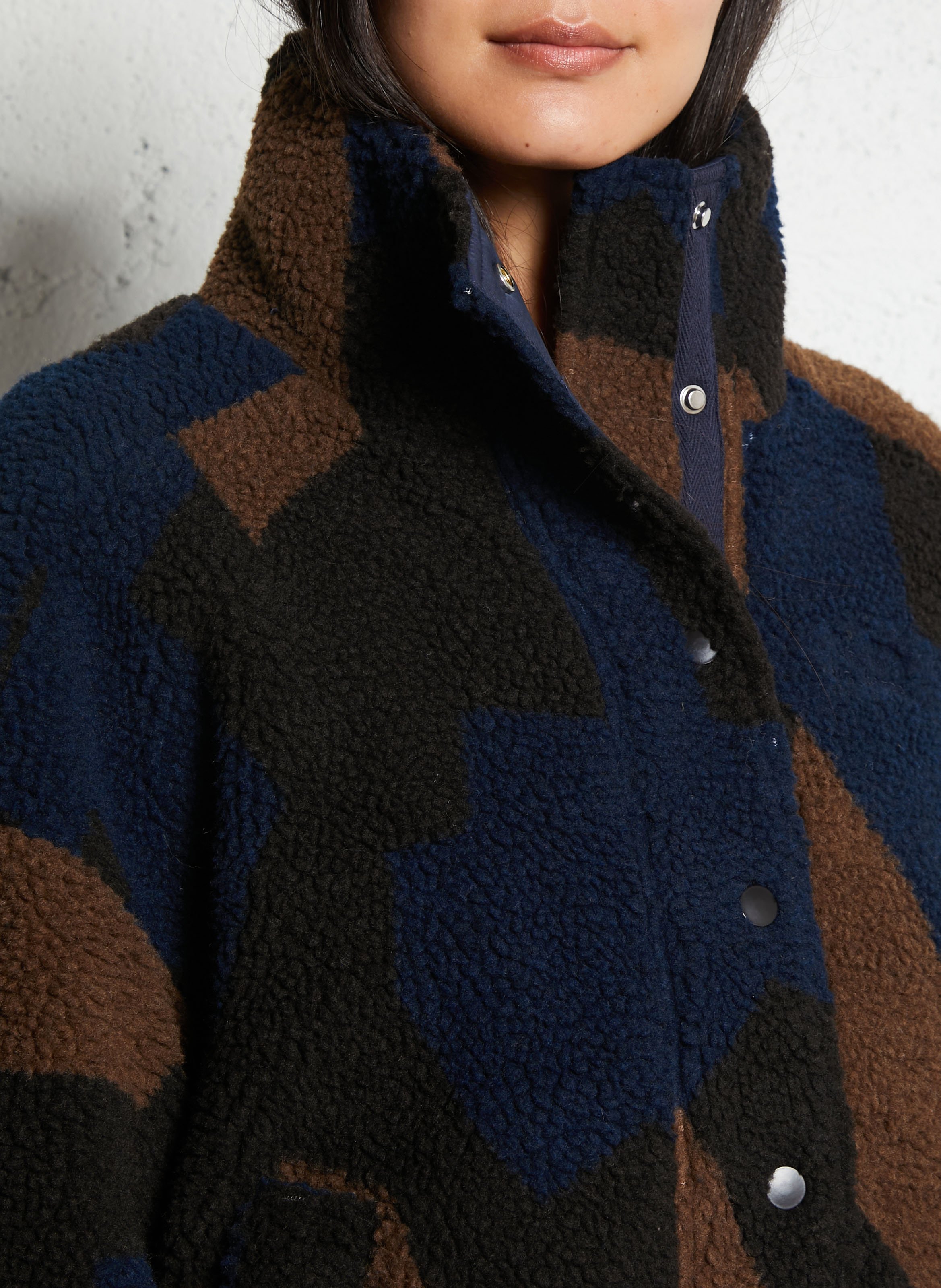 Polaire oversize col montant en sherpa THE TINY BIG SISTER Multicolore