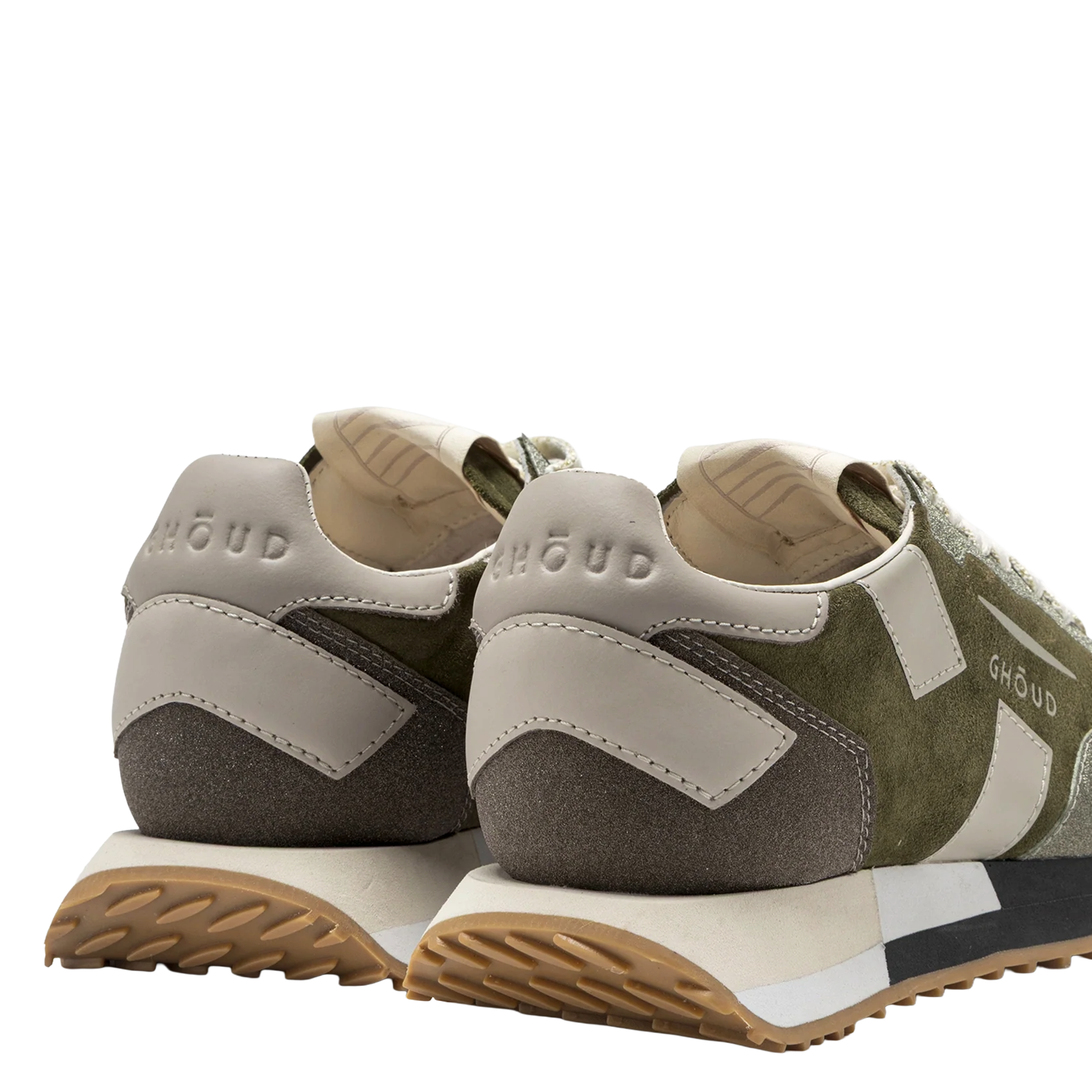 Low-top leather mix sneakers GHOUD VENICE Khaki