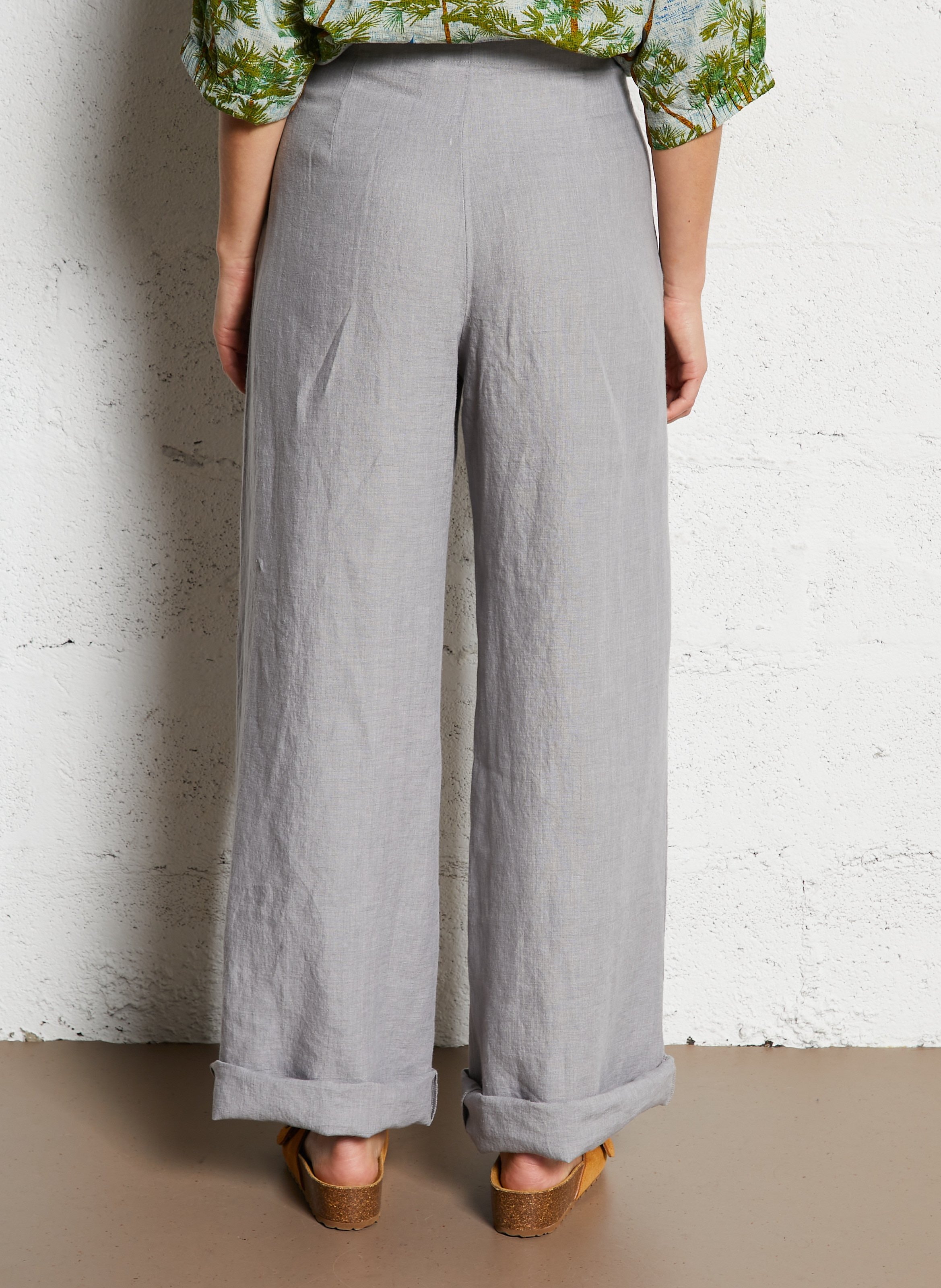 Rechte linnen pantalon NICE THINGS Grijs