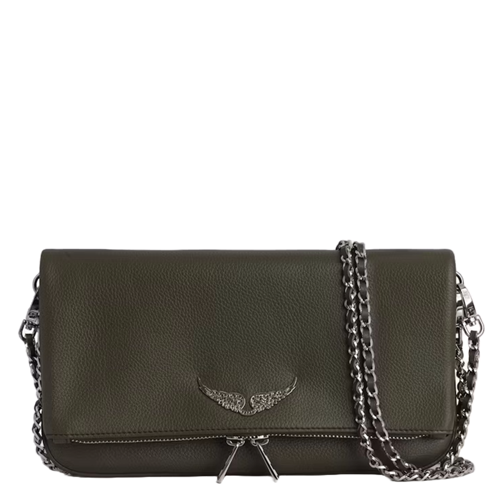 Leather clutch bag with metal chains ROCK Record