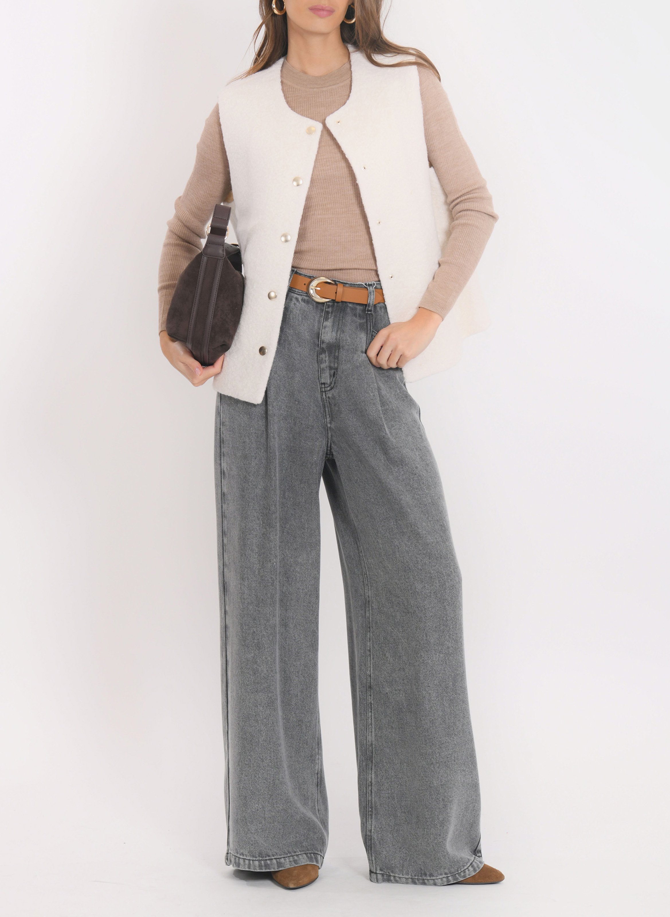 Veste sans manches en laine mélangée KOOKAI Beige