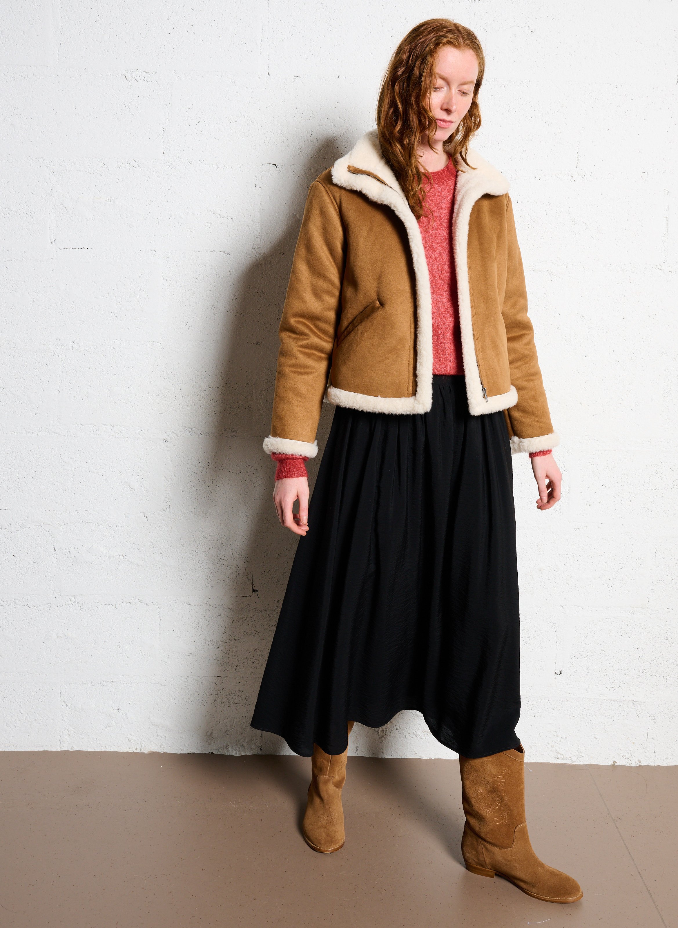 Gerade geschnittene Jacke aus Kunstpelz SUD EXPRESS Braun