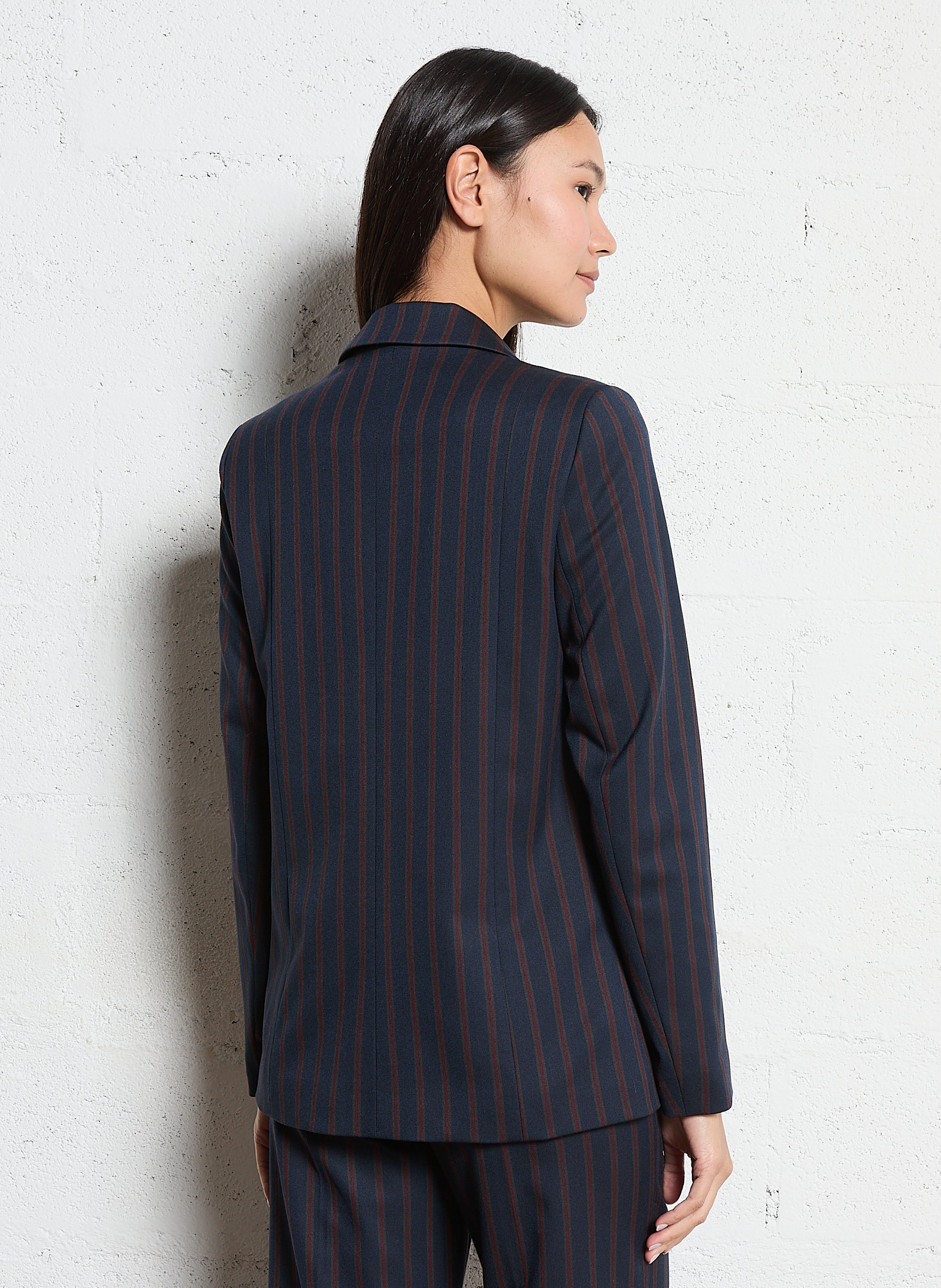 Veste de tailleur droite à rayures I CODE Bleu