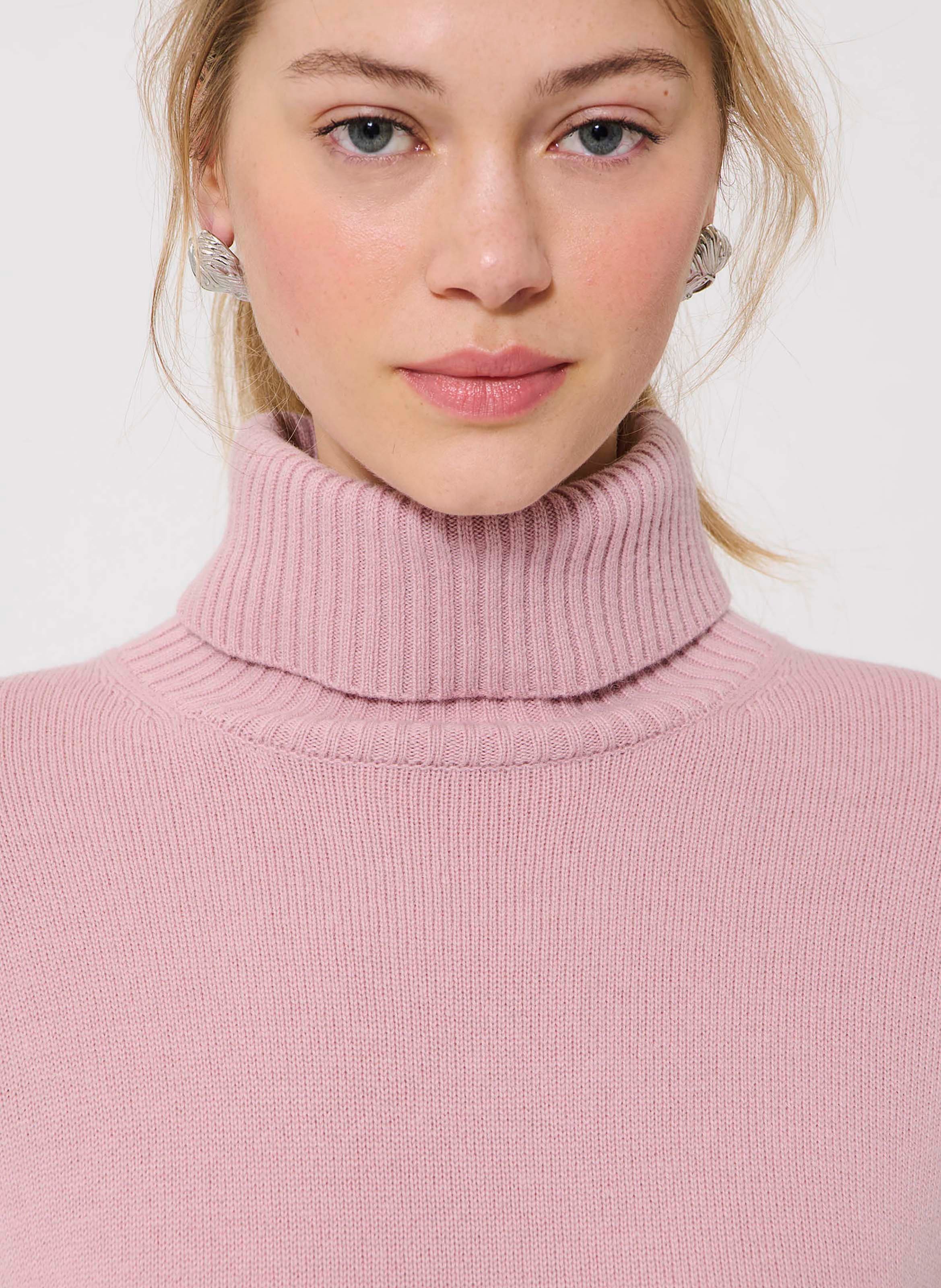 Weite Rollkragenpullover-Kleid aus gemischter Wolle TARA JARMON Beige