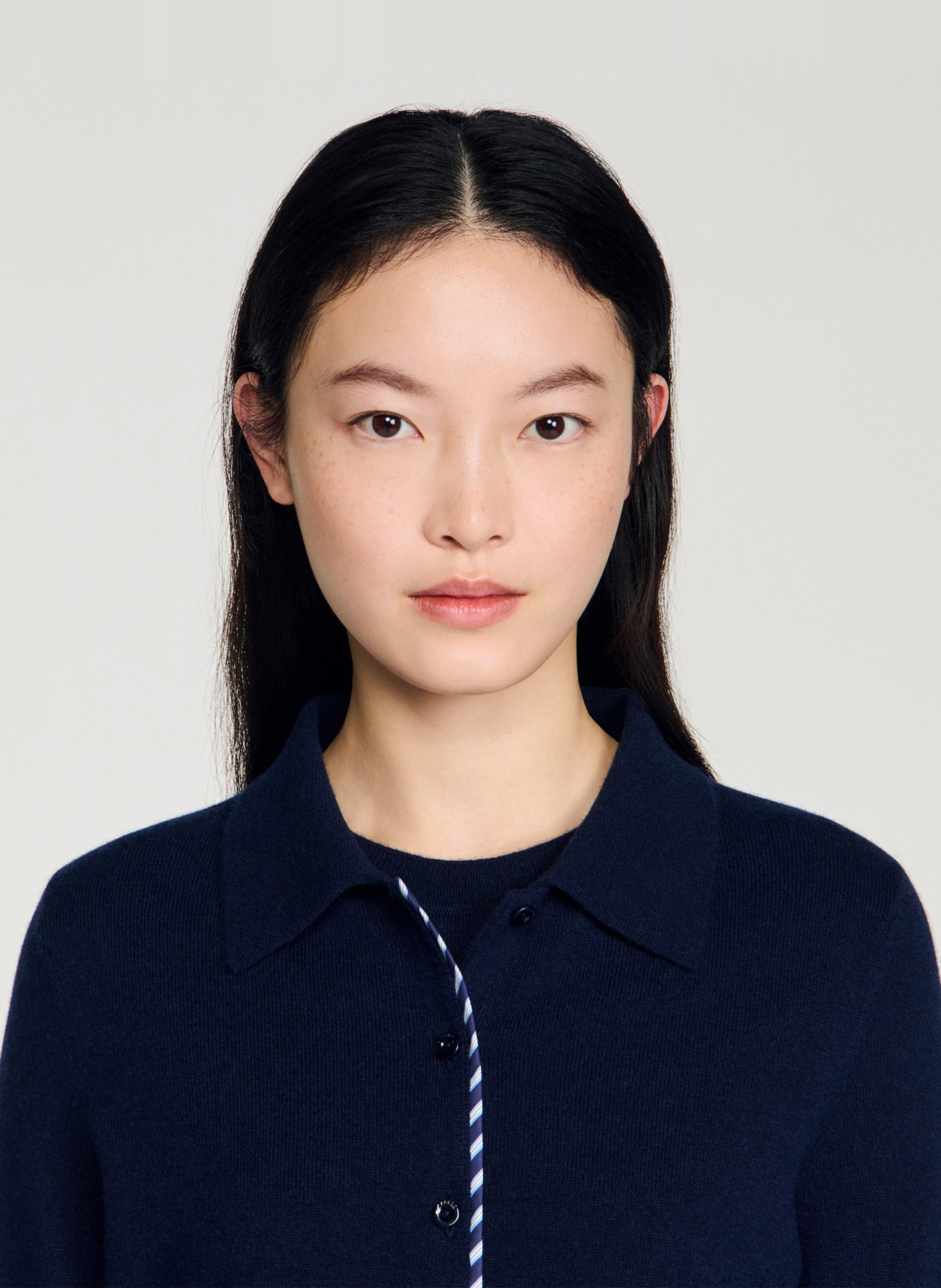 Rechte cardigan van wol en kasjmier SANDRO Blauw